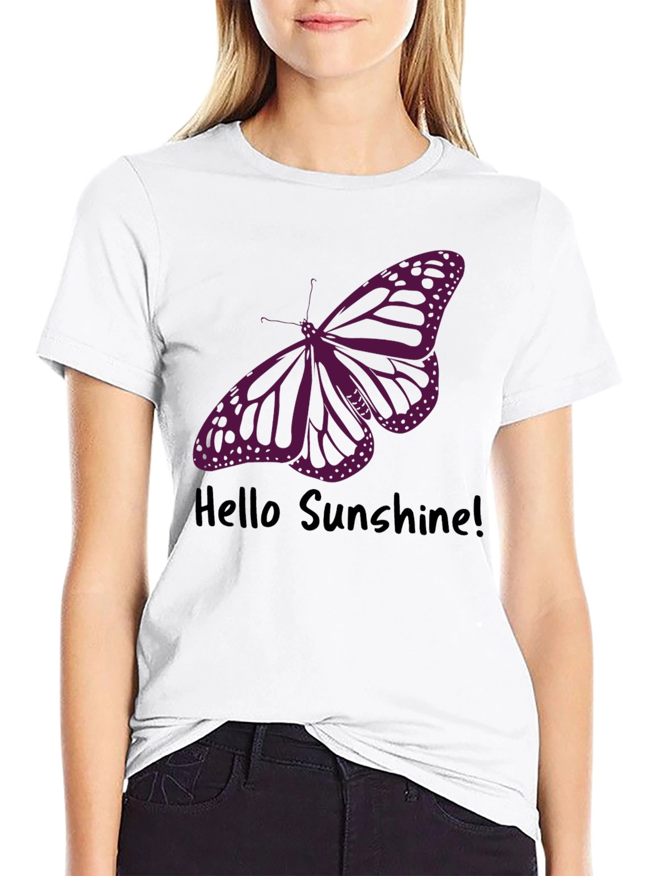 Butterfly Graphic Tee - Hello Sunshine Black T-Shirt