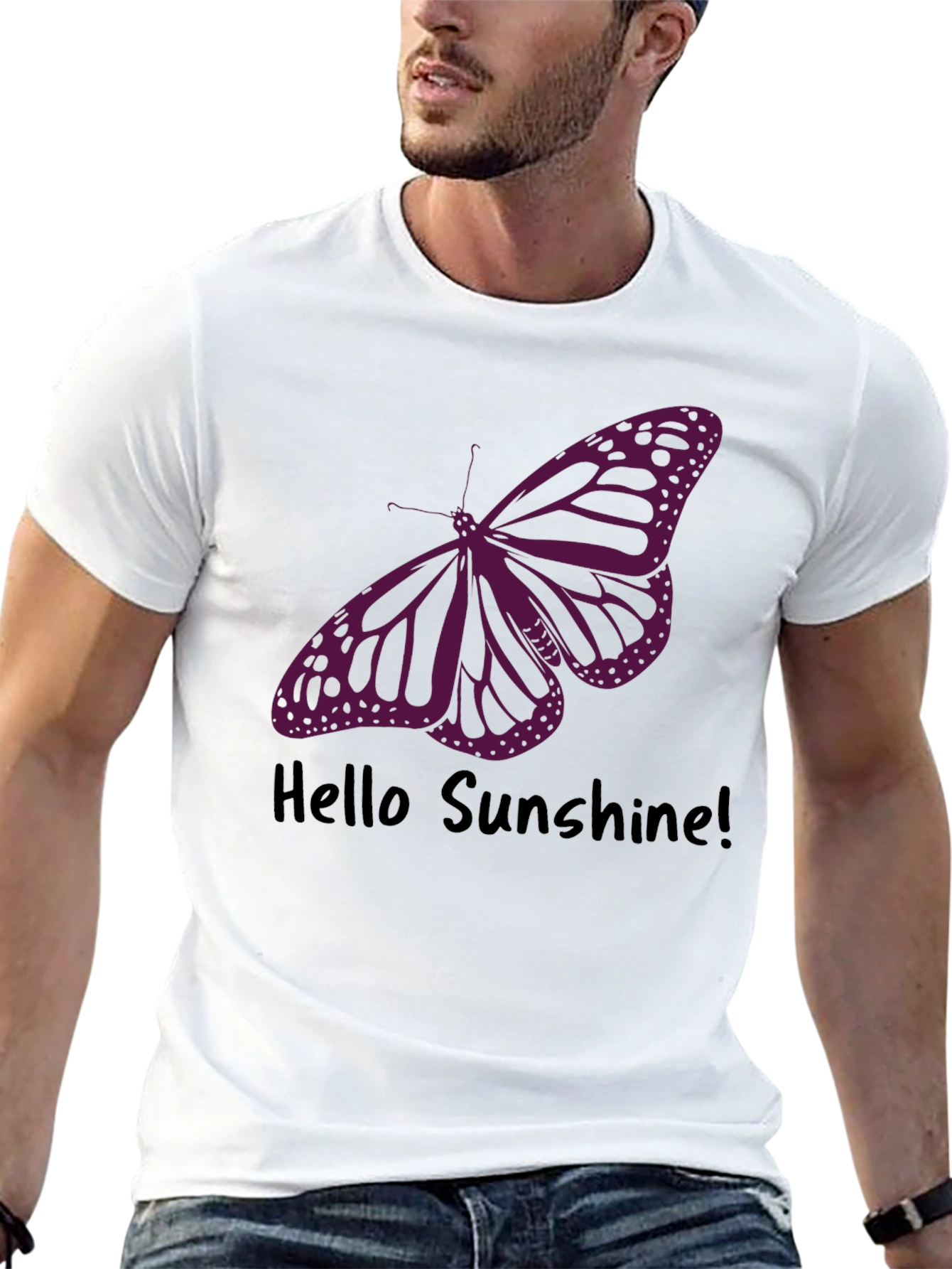 Butterfly Graphic Tee - Hello Sunshine Black T-Shirt