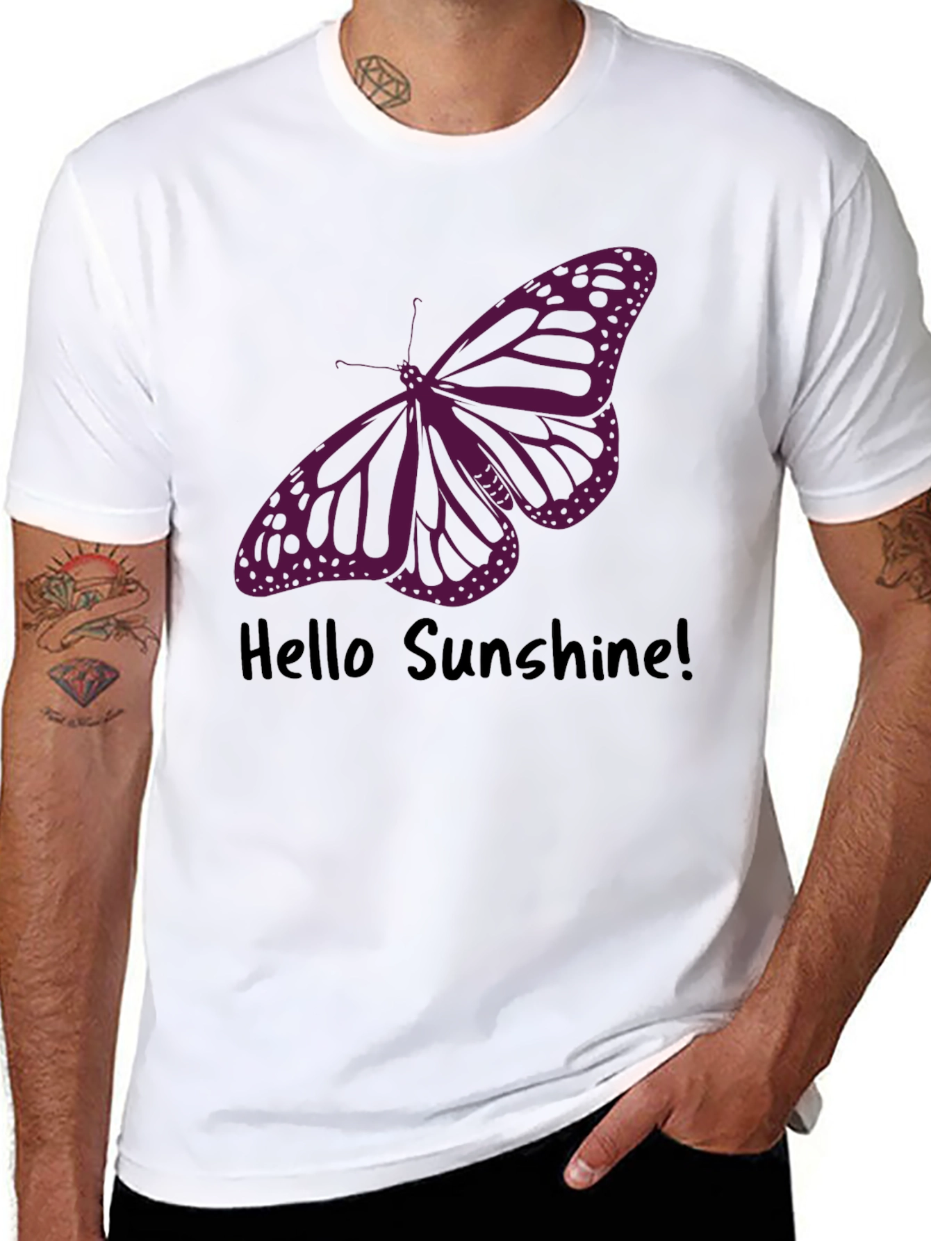 Butterfly Graphic Tee - Hello Sunshine Black T-Shirt