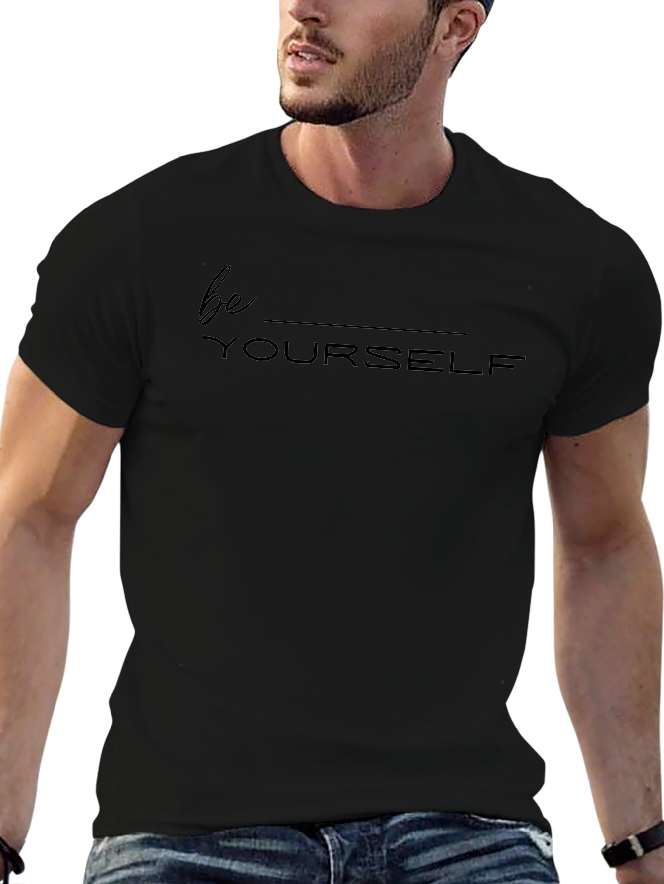 Be Yourself Graphic Tee - Black Cotton T-Shirt