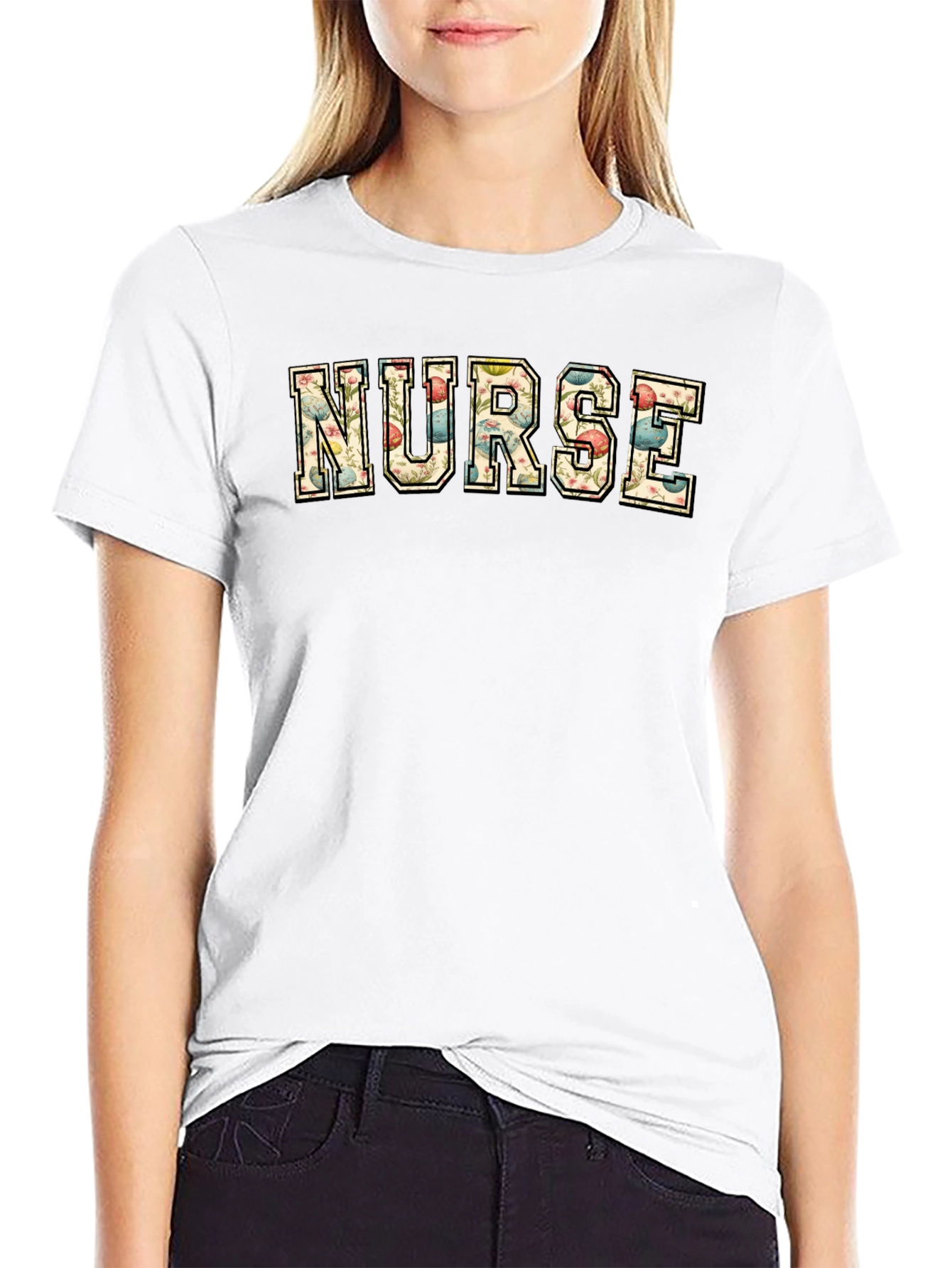 Floral Nurse T-Shirt - Stylish Comfort