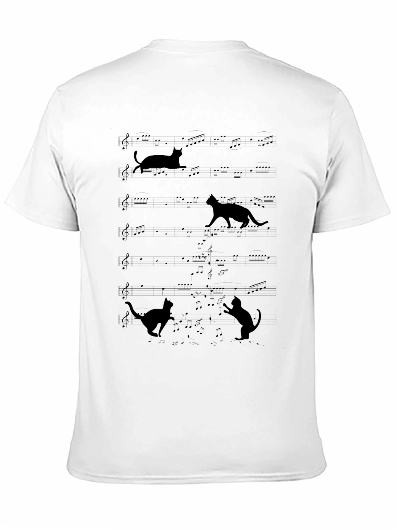 Cats on Sheet Music Black T-Shirt