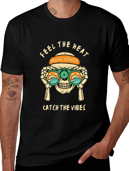 Feel The Heat Tee: Wave Seeker Skull Design