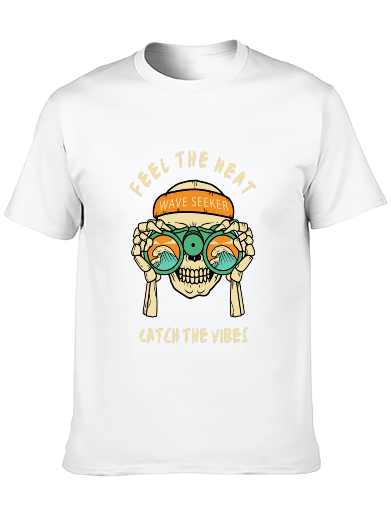 Feel The Heat Tee: Wave Seeker Skull Design