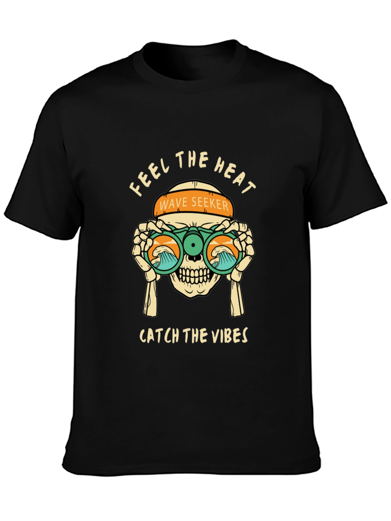 Feel The Heat Tee: Wave Seeker Skull Design