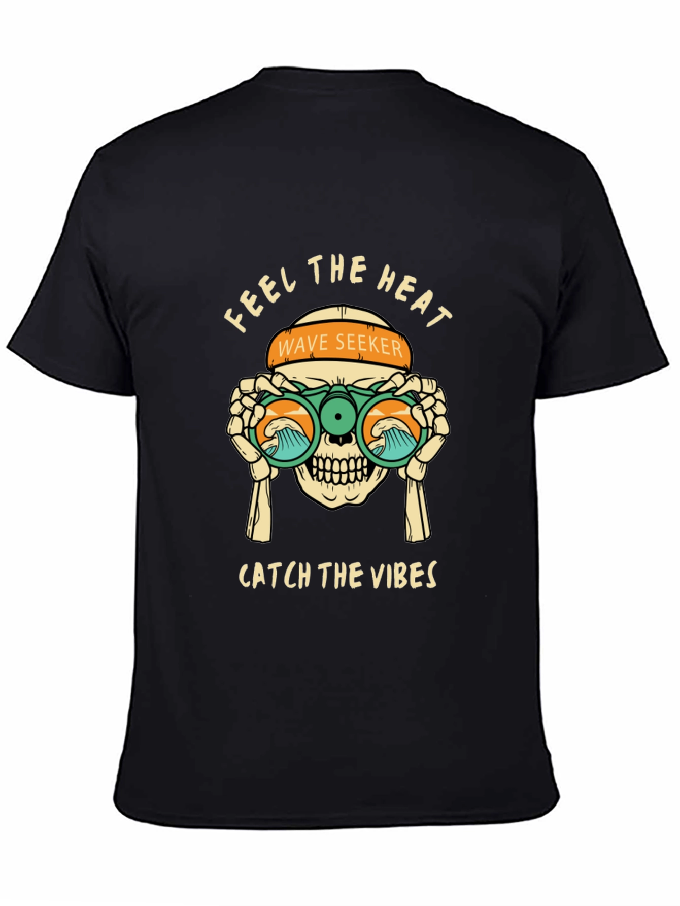 Feel The Heat Tee: Wave Seeker Skull Design