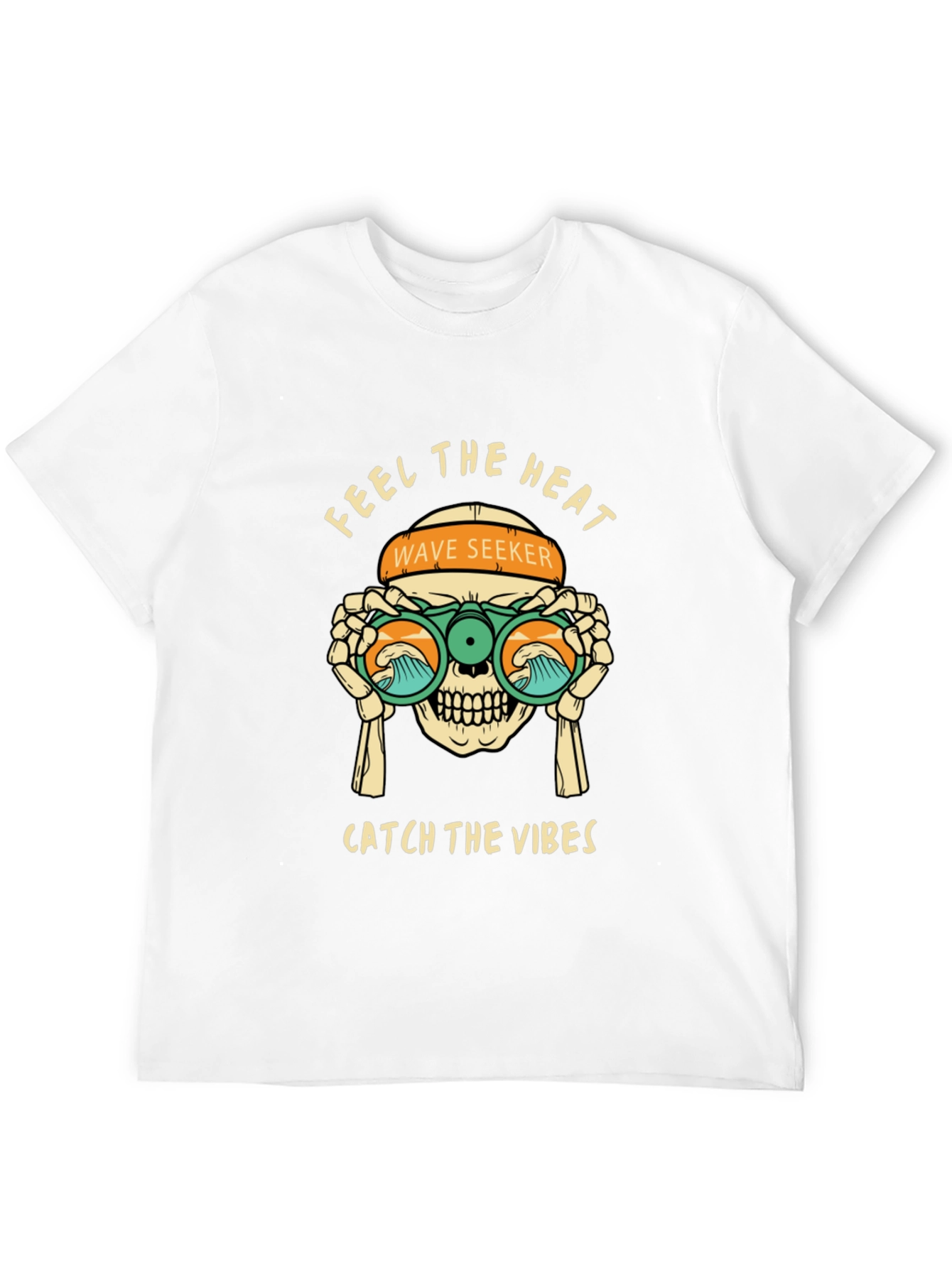 Feel The Heat Tee: Wave Seeker Skull Design