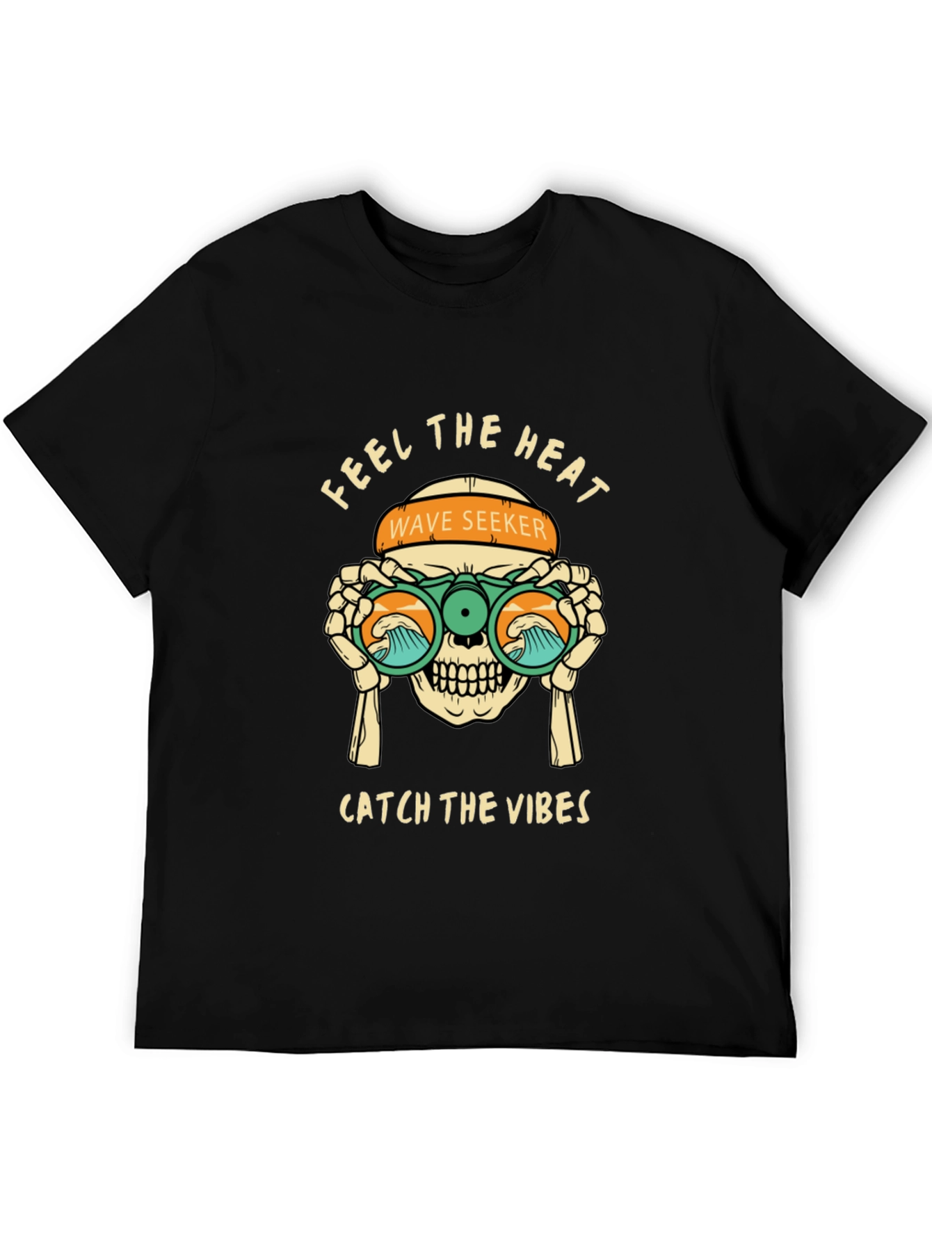 Feel The Heat Tee: Wave Seeker Skull Design