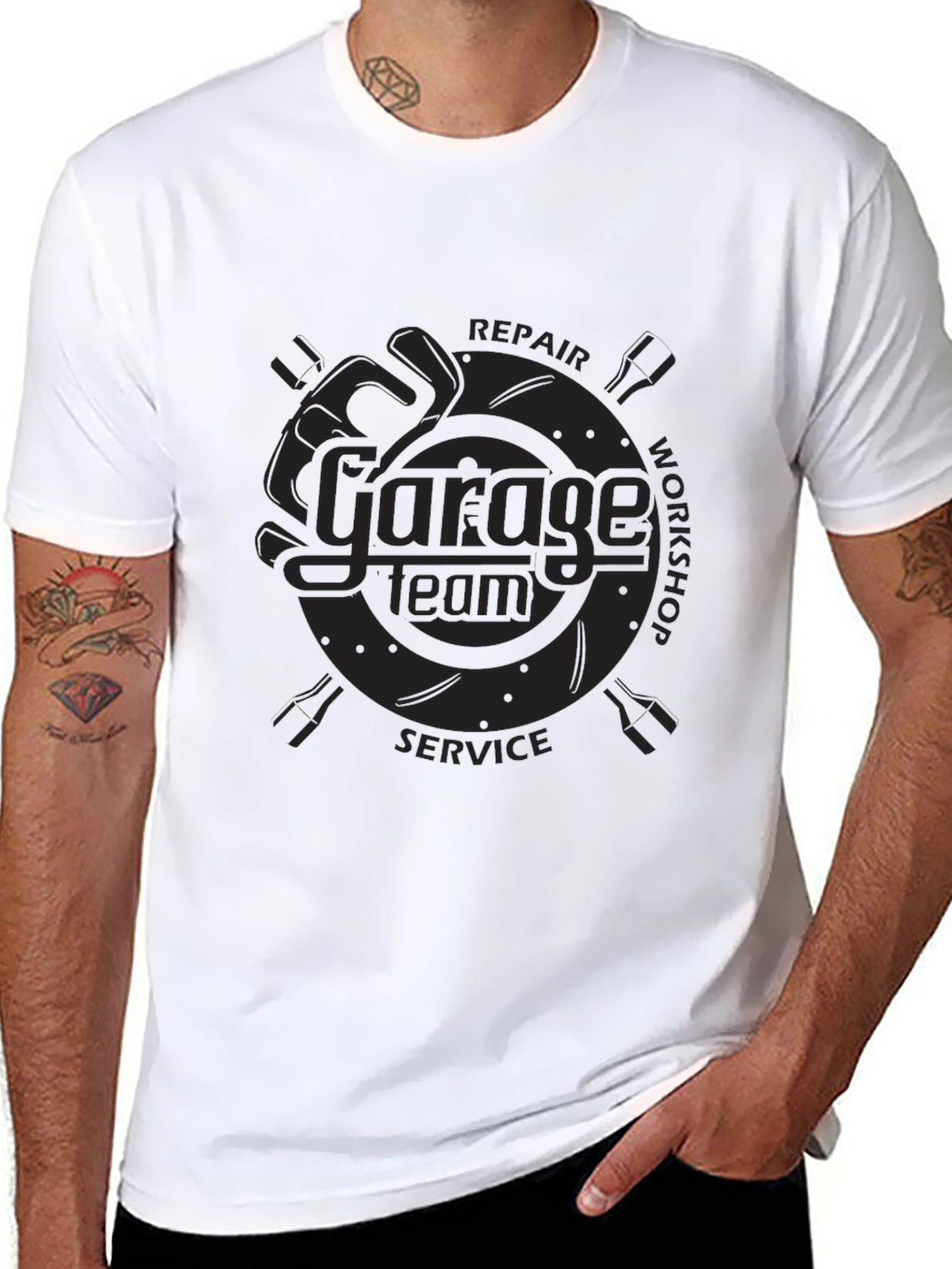 Garage Team Repair Service Black T-Shirt