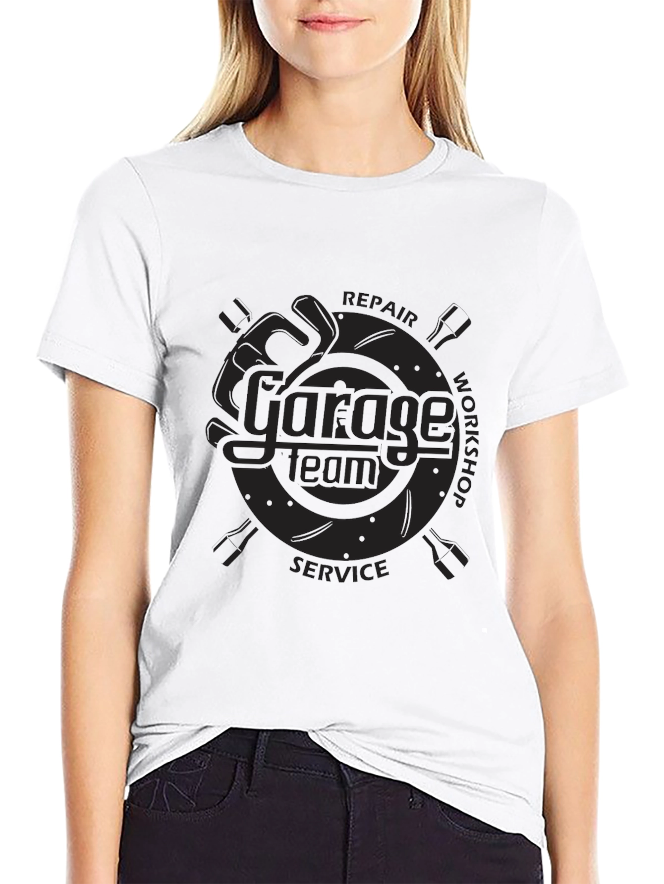 Garage Team Repair Service Black T-Shirt