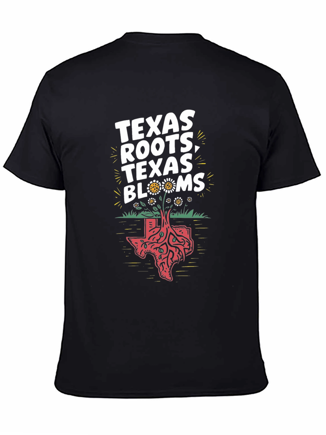 Texas Roots Blooms Graphic T-Shirt - Black