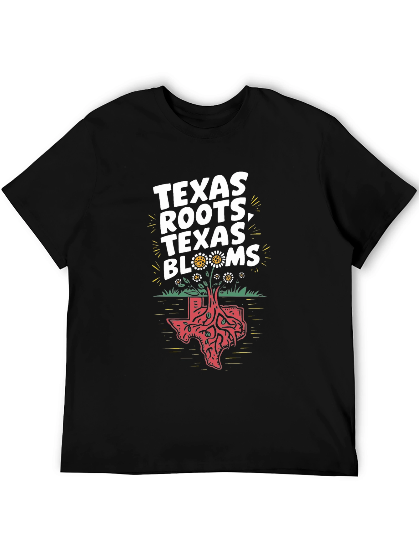 Texas Roots Blooms Graphic T-Shirt - Black