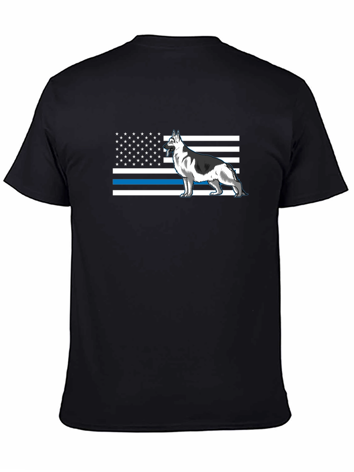 German Shepherd American Flag Thin Blue Line T-Shirt