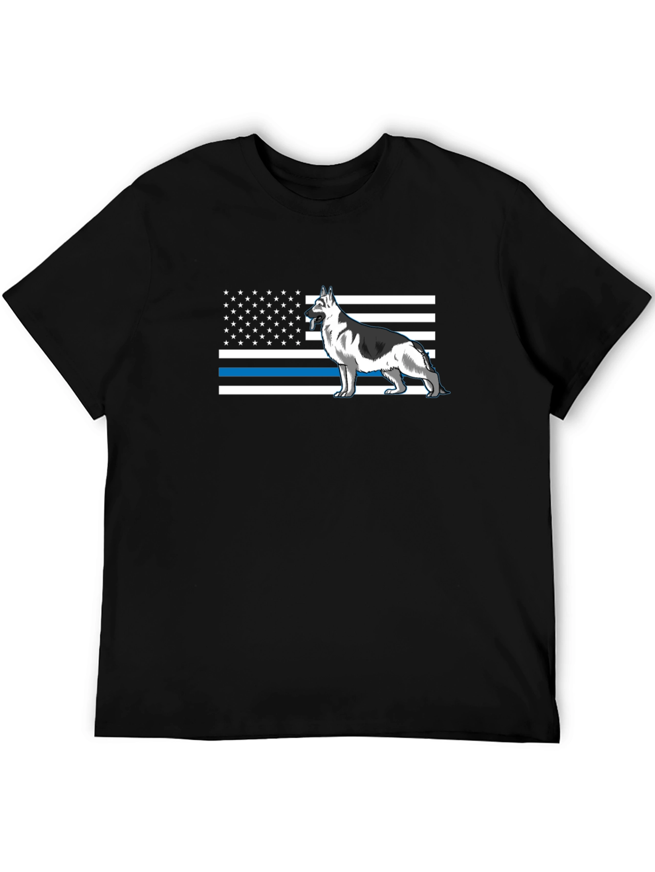 German Shepherd American Flag Thin Blue Line T-Shirt