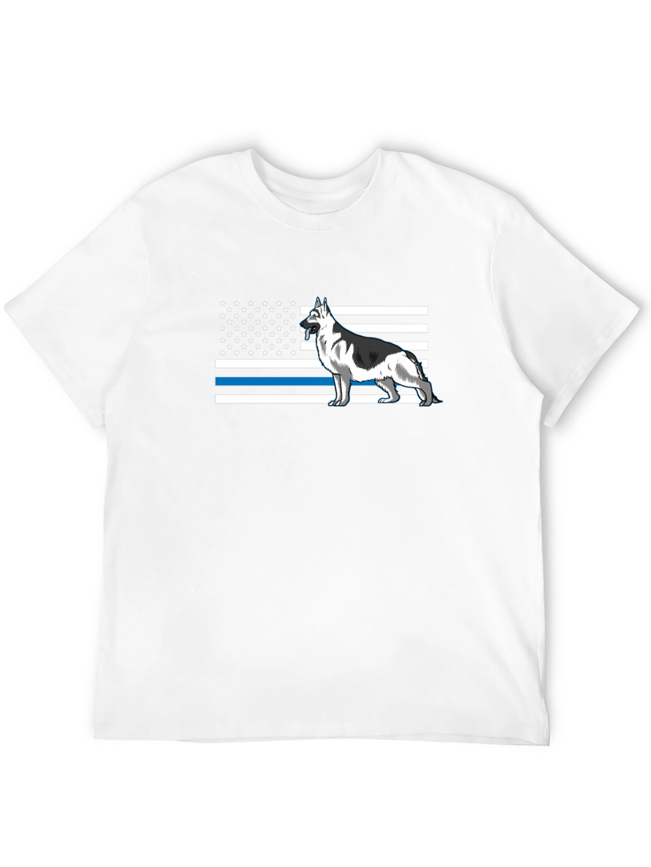 German Shepherd American Flag Thin Blue Line T-Shirt