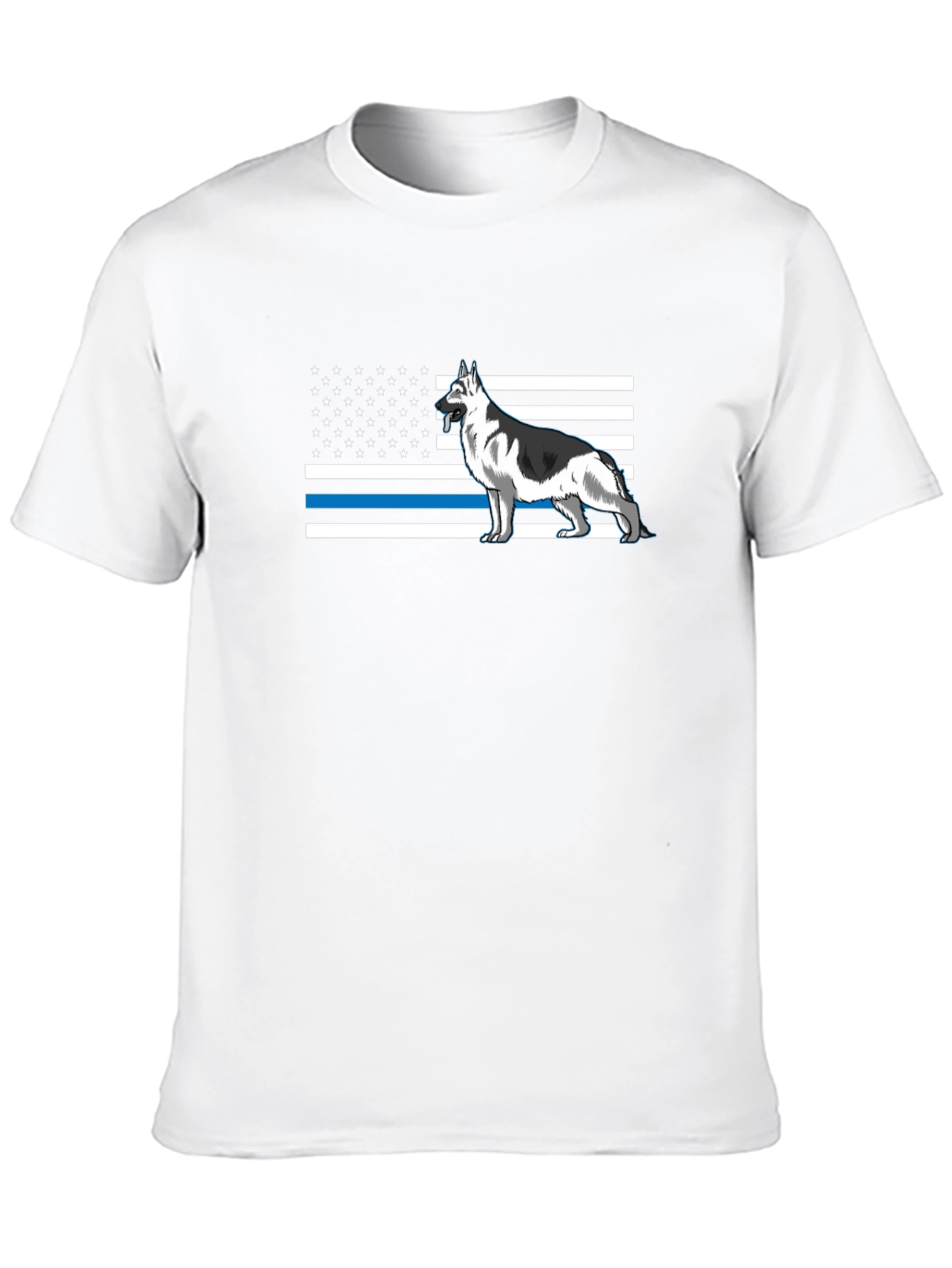 German Shepherd American Flag Thin Blue Line T-Shirt