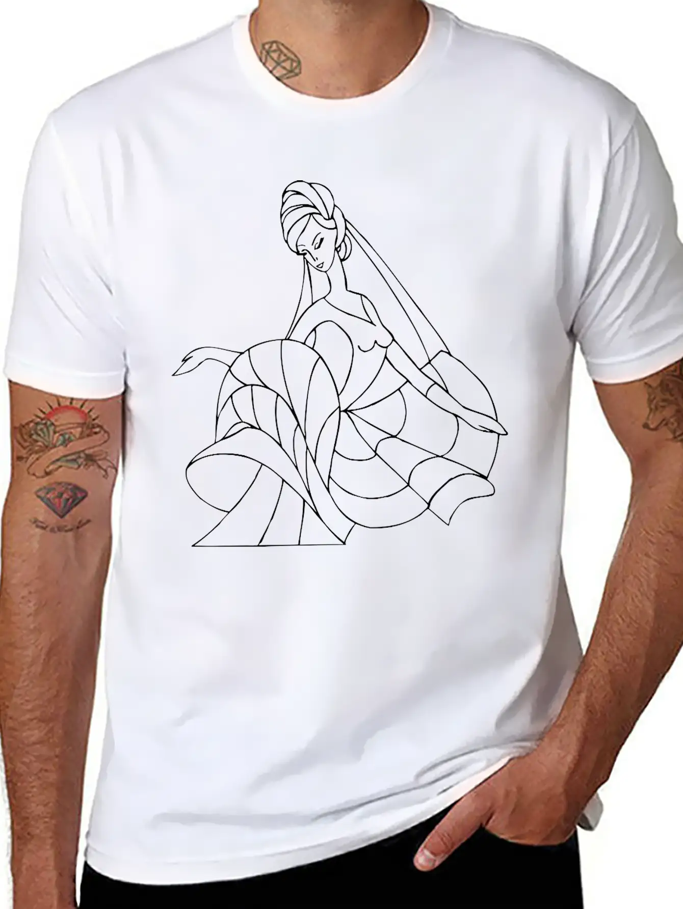 Dancer 35 Line Drawing Unisex Casual T-Shirt – Clean Design For Daily Comfort