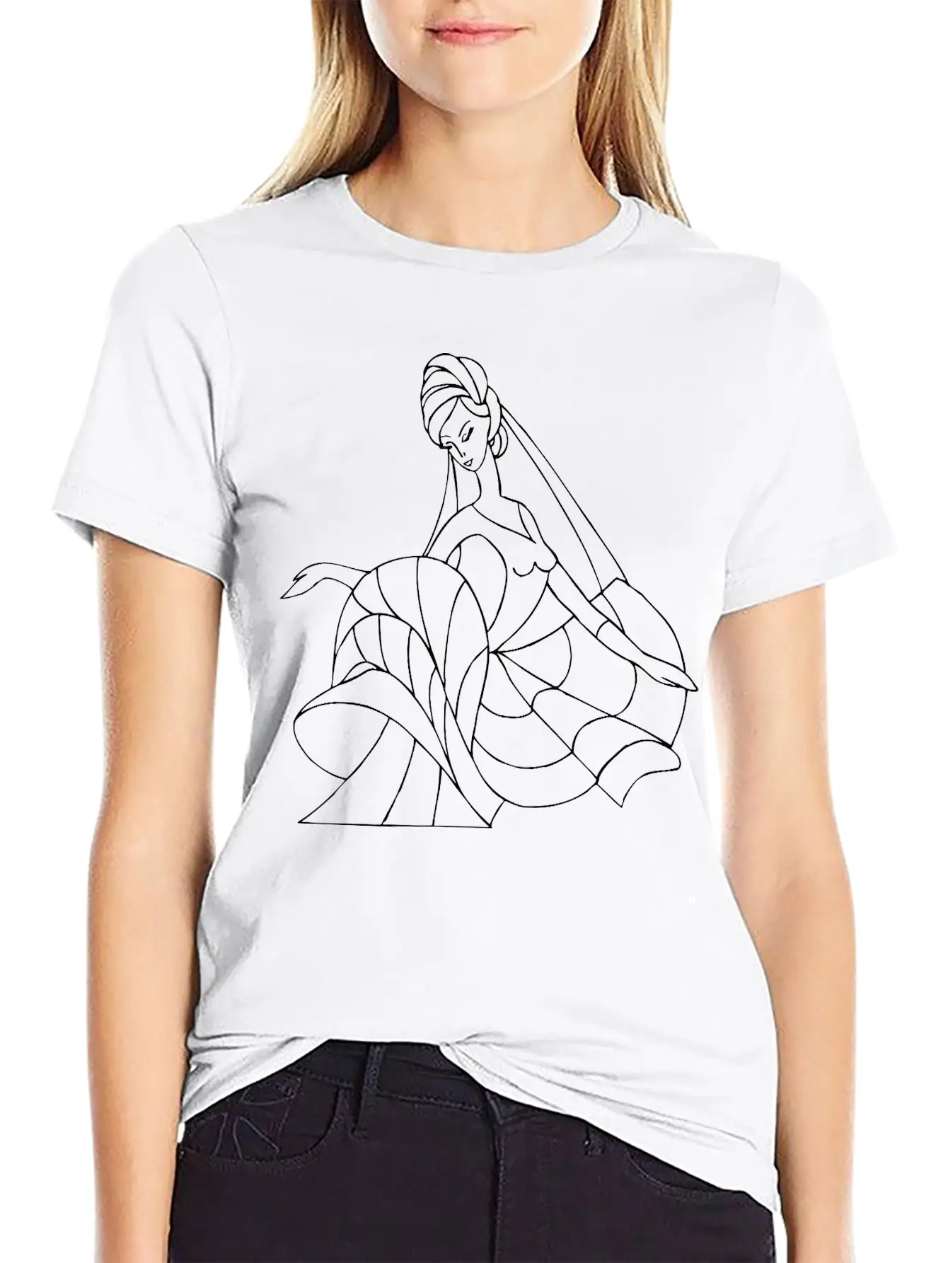 Dancer 35 Line Drawing Unisex Casual T-Shirt – Clean Design For Daily Comfort