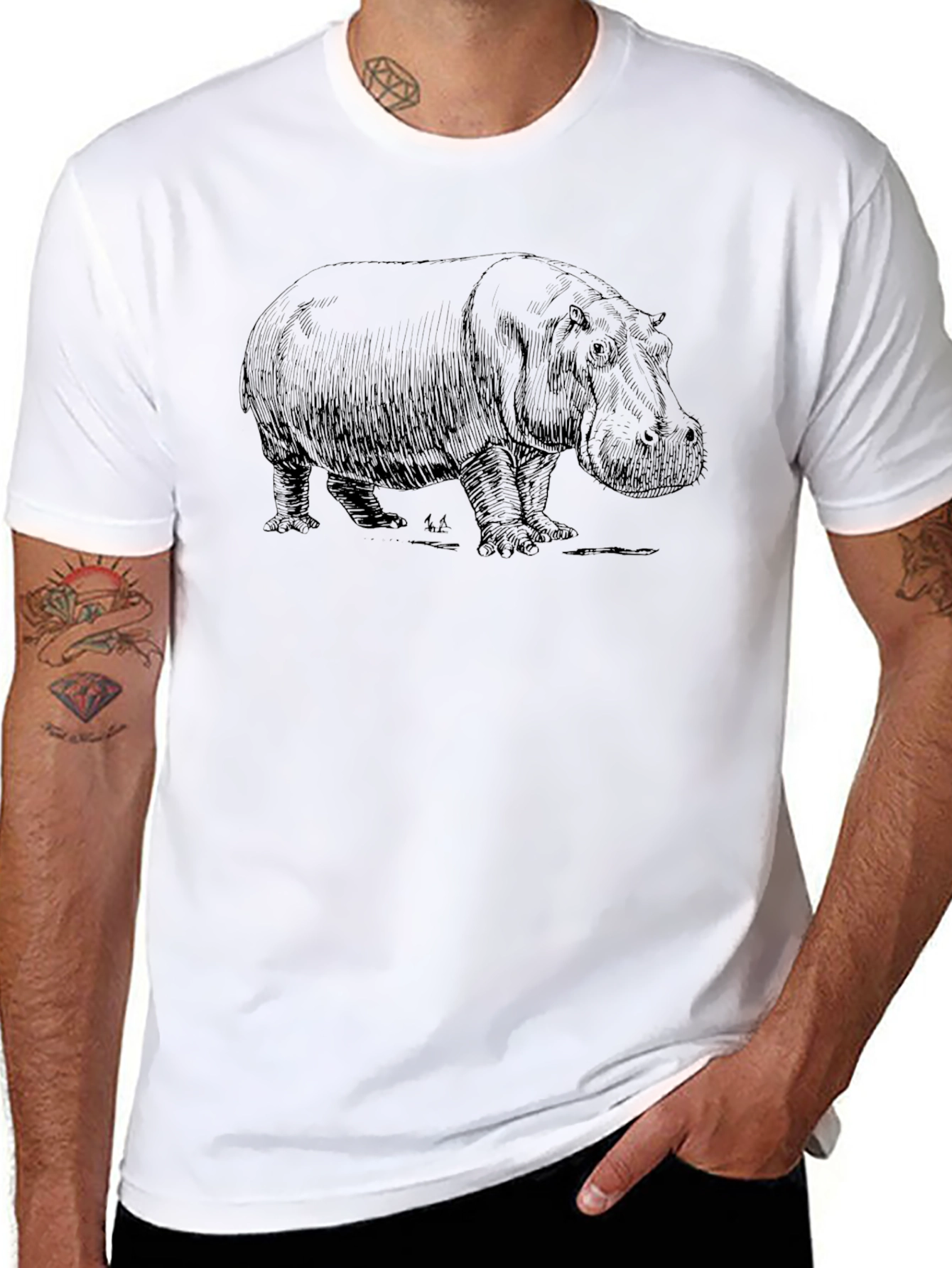 Hippo Graphic Print Black T-Shirt