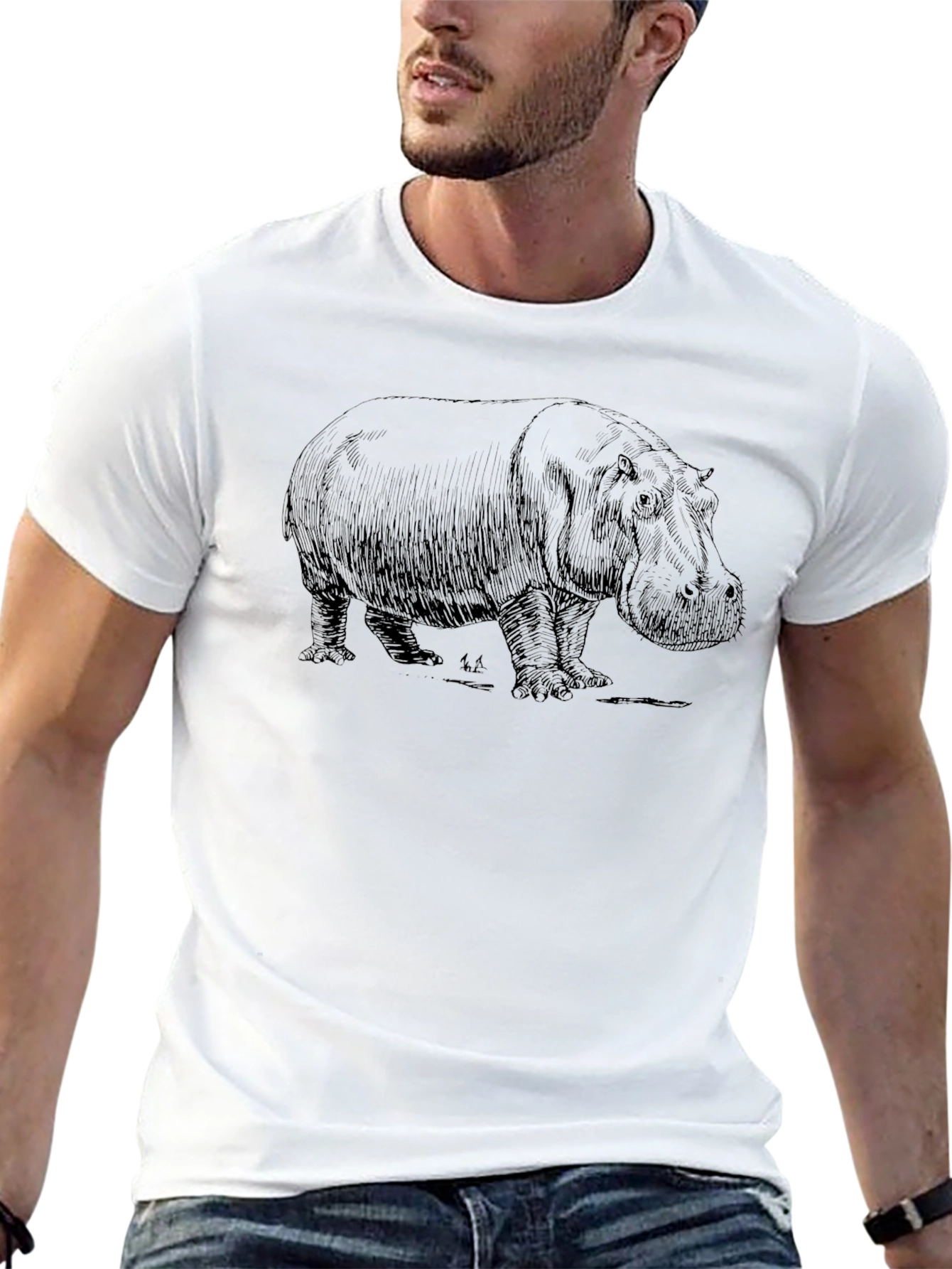 Hippo Graphic Print Black T-Shirt