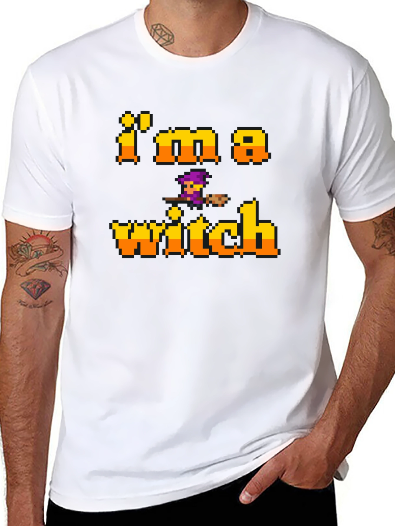 Im A Witch Black T-Shirt - Halloween Pixel Art