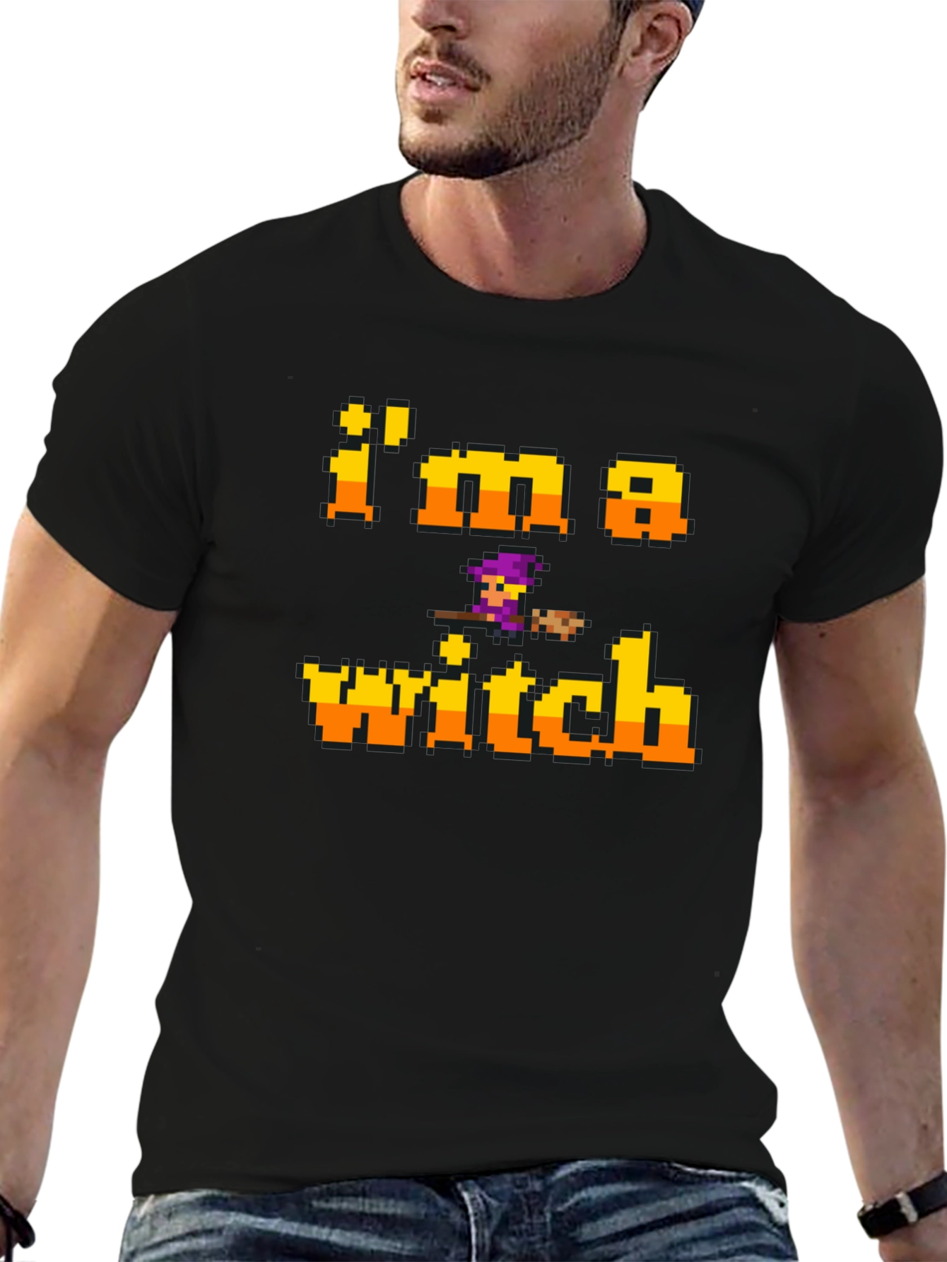 Im A Witch Black T-Shirt - Halloween Pixel Art
