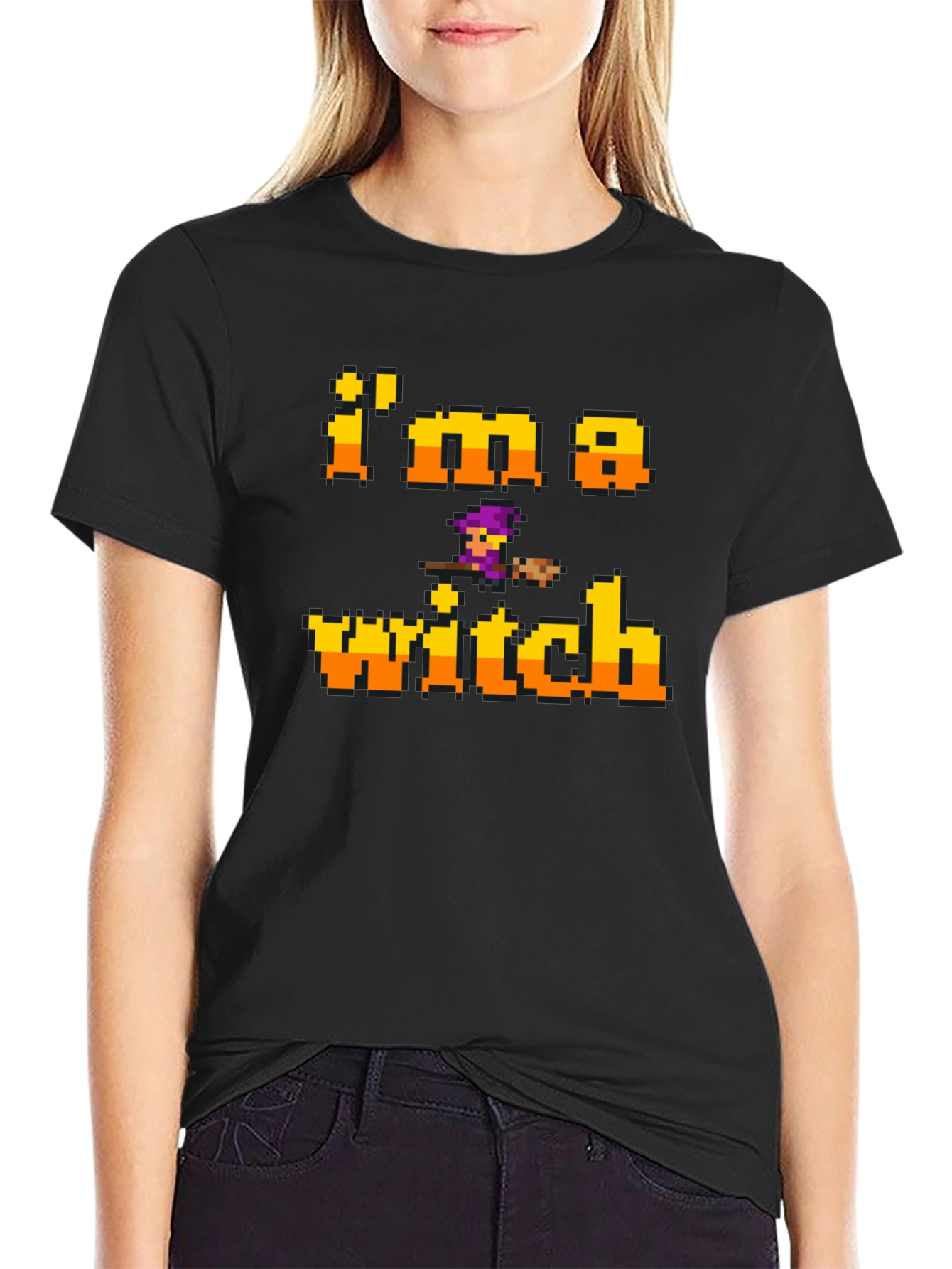 Im A Witch Black T-Shirt - Halloween Pixel Art