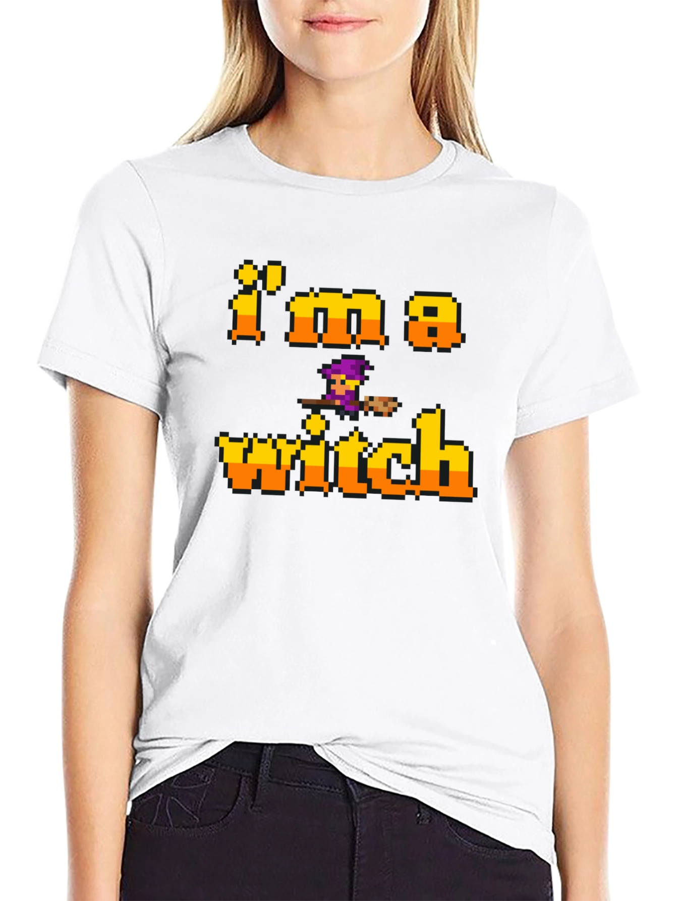Im A Witch Black T-Shirt - Halloween Pixel Art