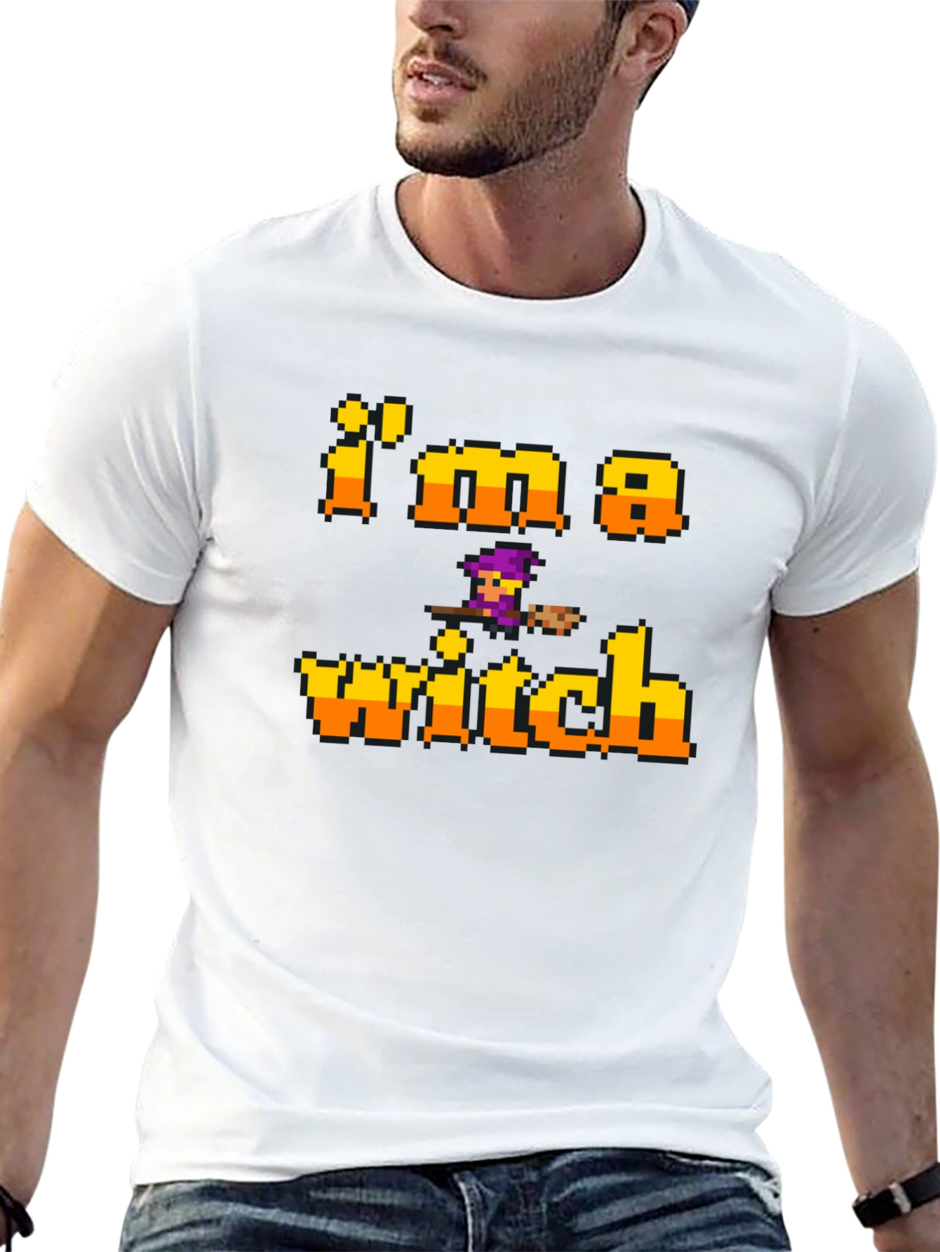 Im A Witch Black T-Shirt - Halloween Pixel Art