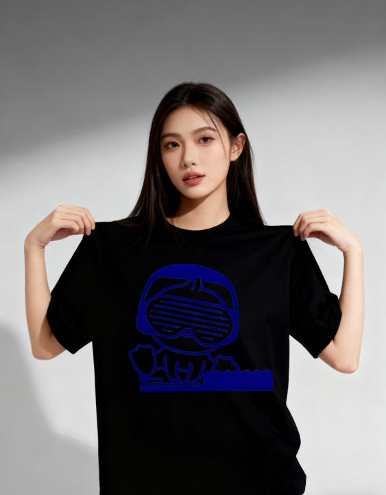 Men's Cartoon DJ Graphic Print T-Shirt, 1 pcs 190g 100% Pure Cotton Casual Short-Sleeve T-Shirt