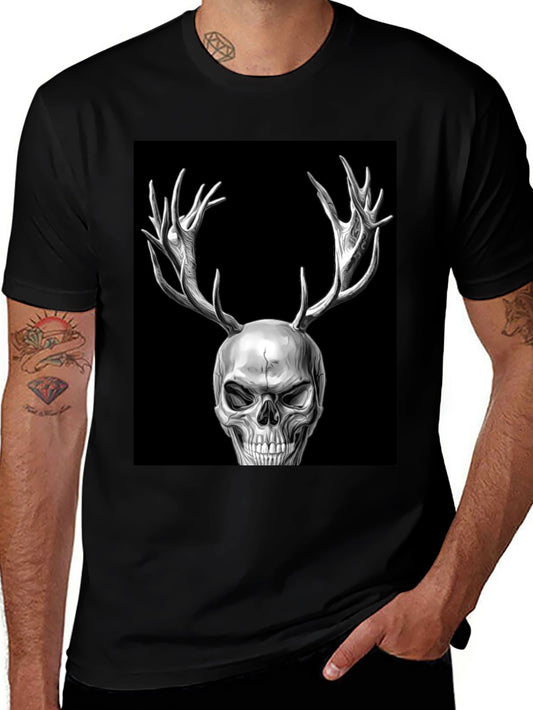 Skull with Antlers Graphic T-Shirt