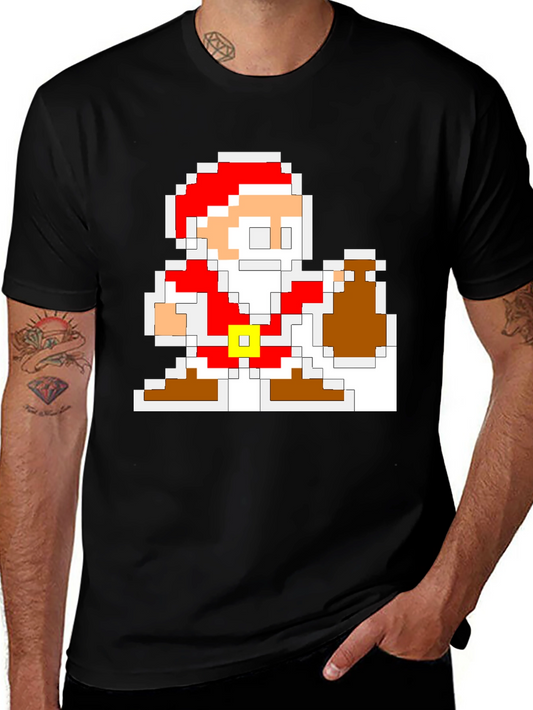 Pixel Santa T-Shirt - Retro Holiday Style