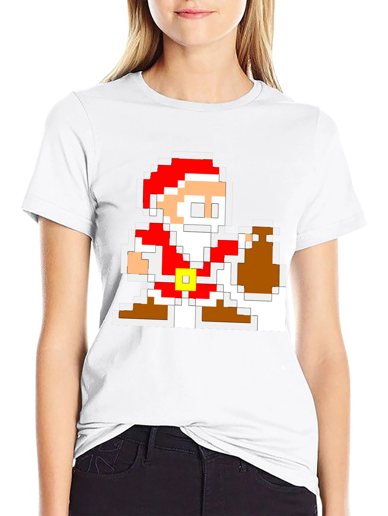 Pixel Santa T-Shirt - Retro Holiday Style