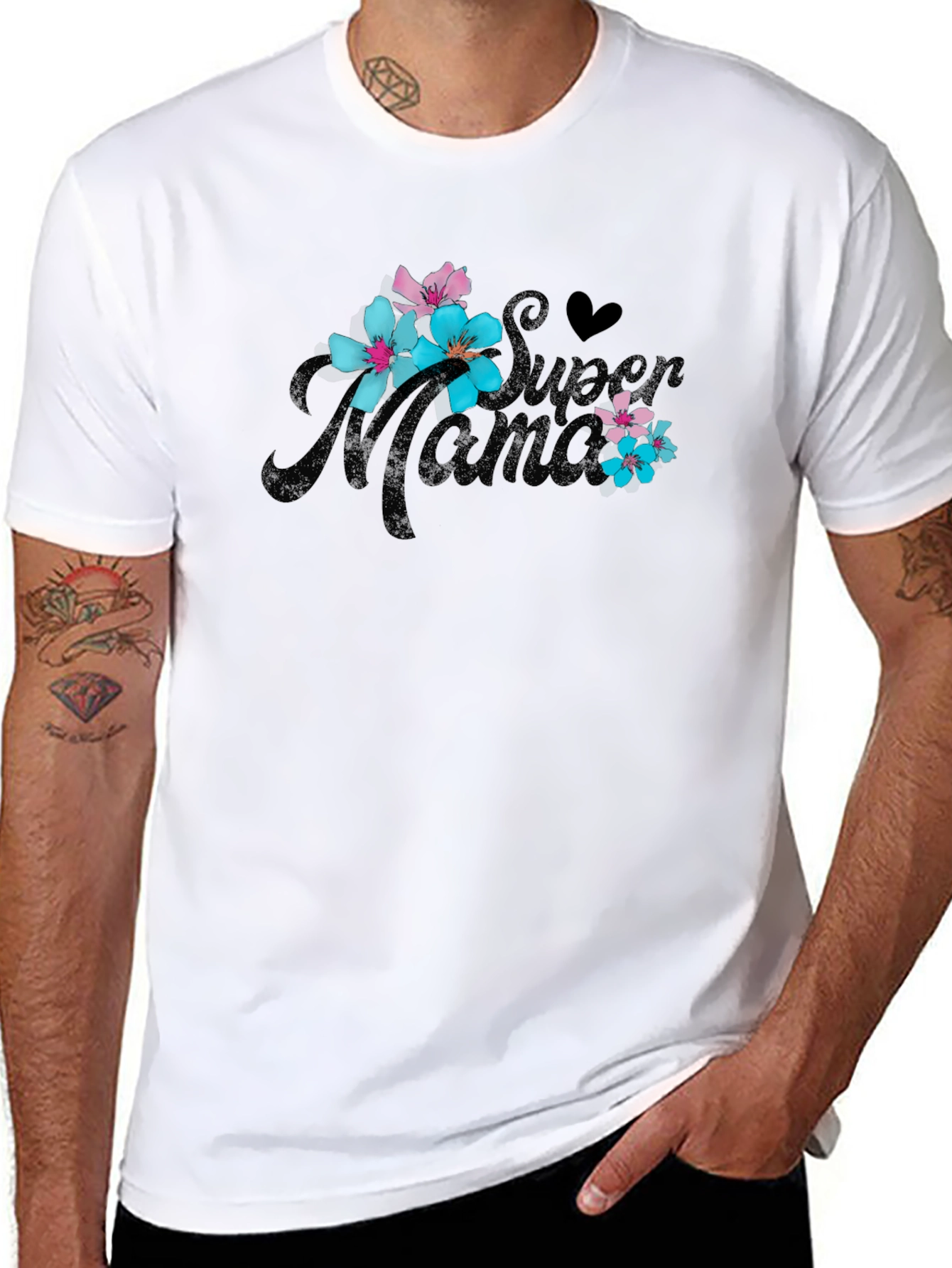 Super Mama Floral T-Shirt - Black
