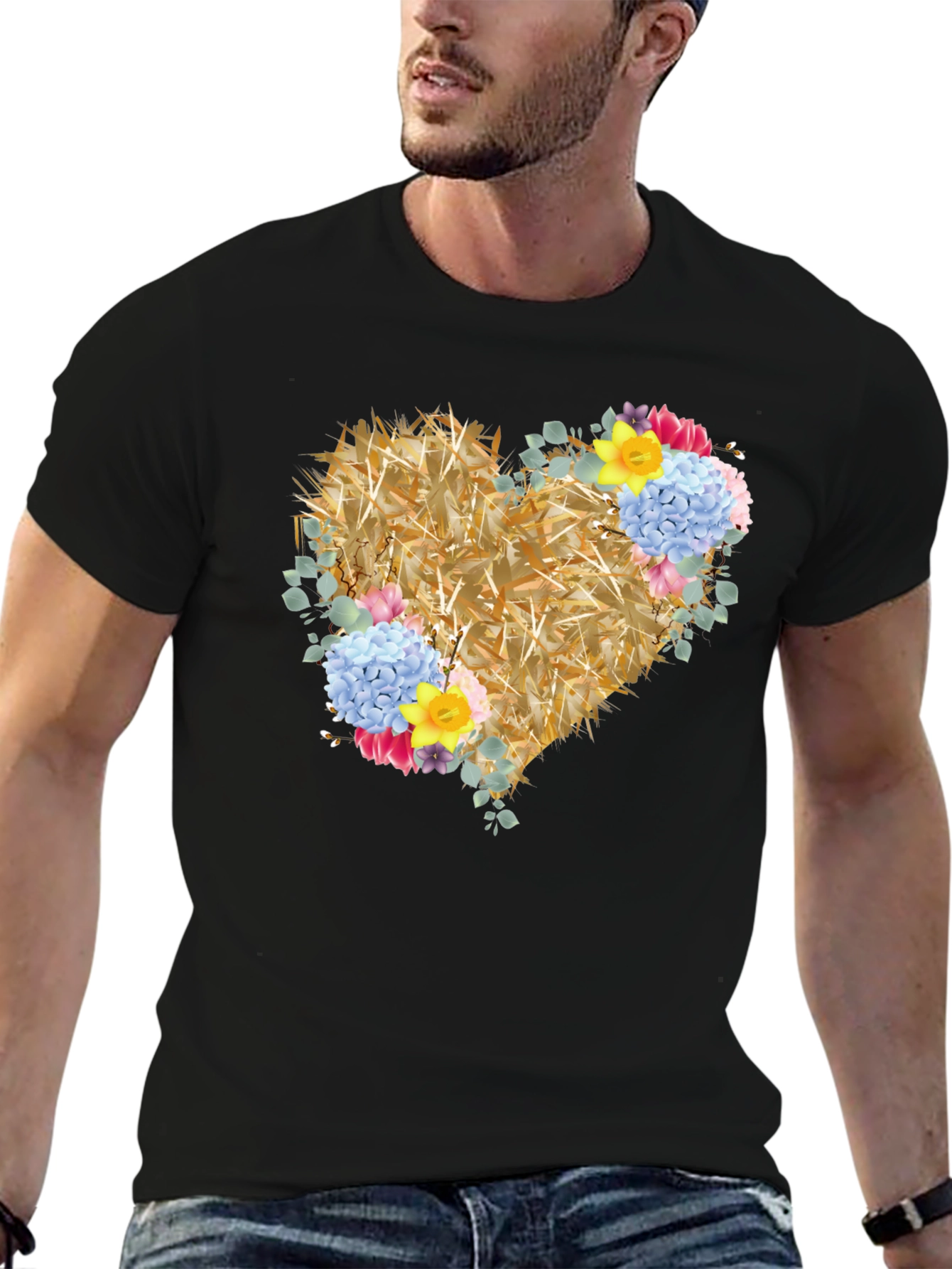 Floral Heart Graphic Tee - Unique Design