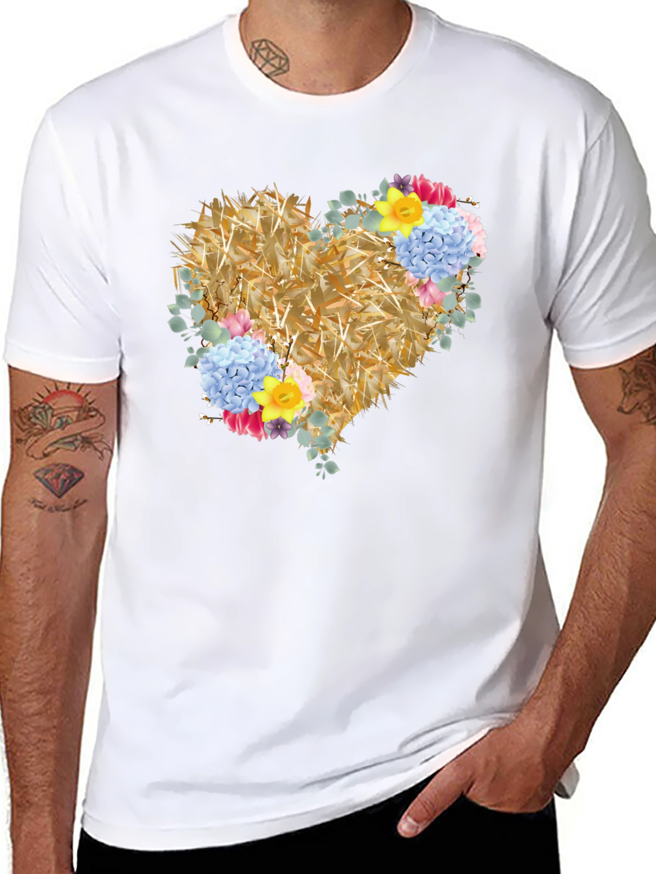 Floral Heart Graphic Tee - Unique Design