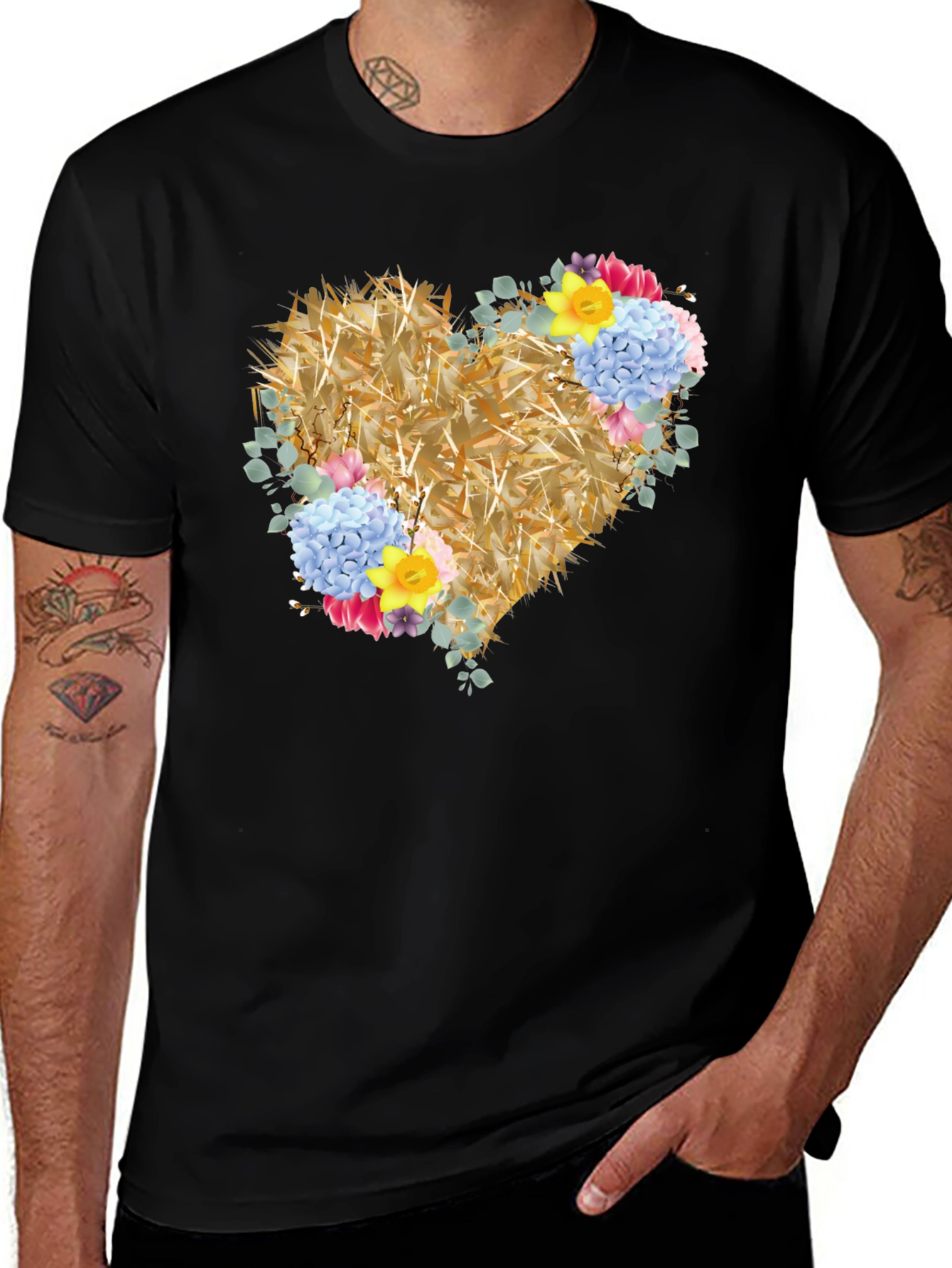 Floral Heart Graphic Tee - Unique Design
