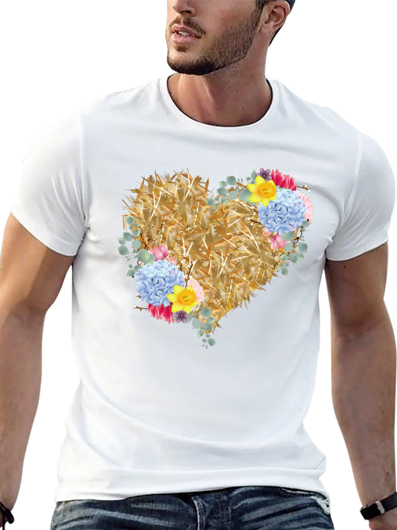 Floral Heart Graphic Tee - Unique Design