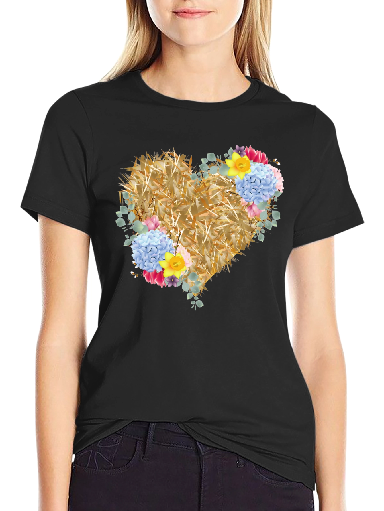 Floral Heart Graphic Tee - Unique Design