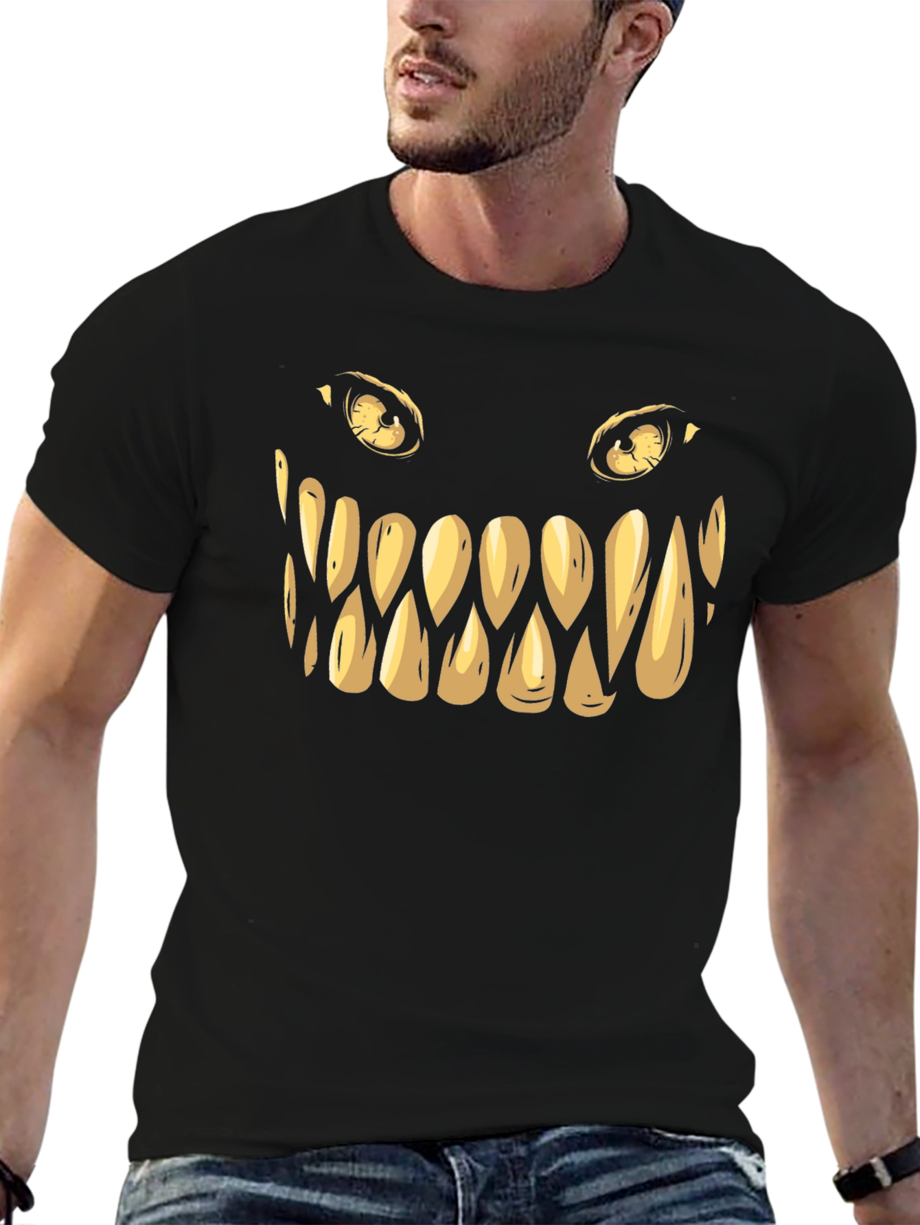 Monster Face Graphic Tee - Spooky Style