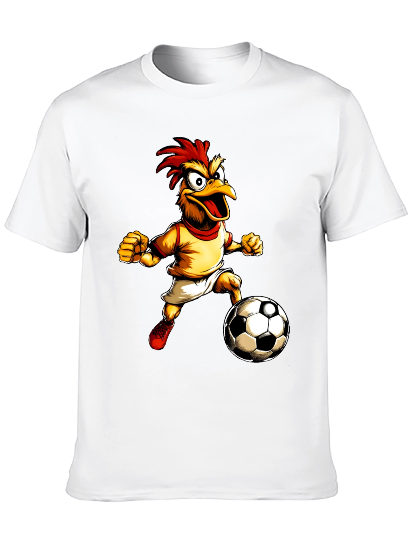 Funny Chicken Soccer T-Shirt - Black