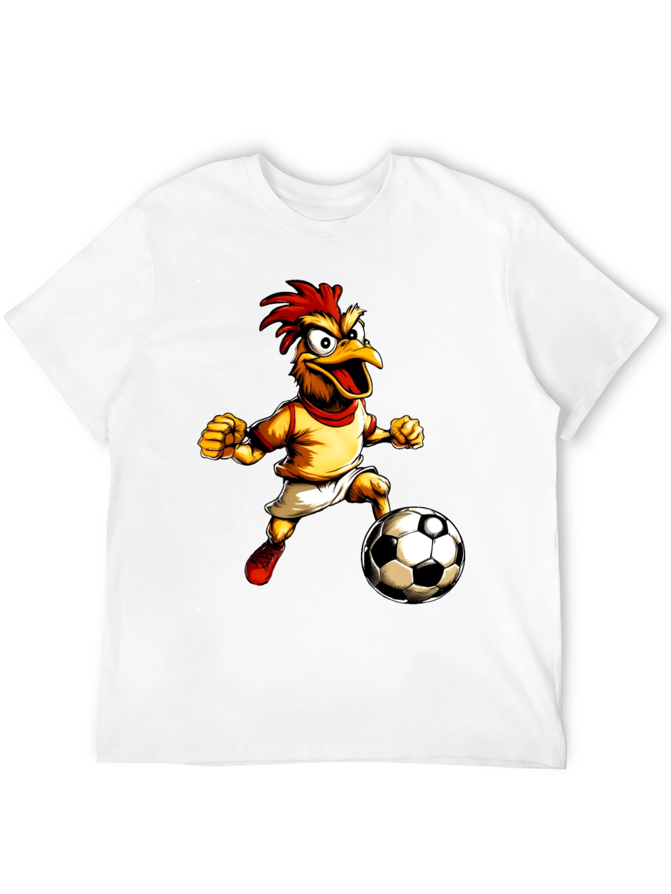 Funny Chicken Soccer T-Shirt - Black