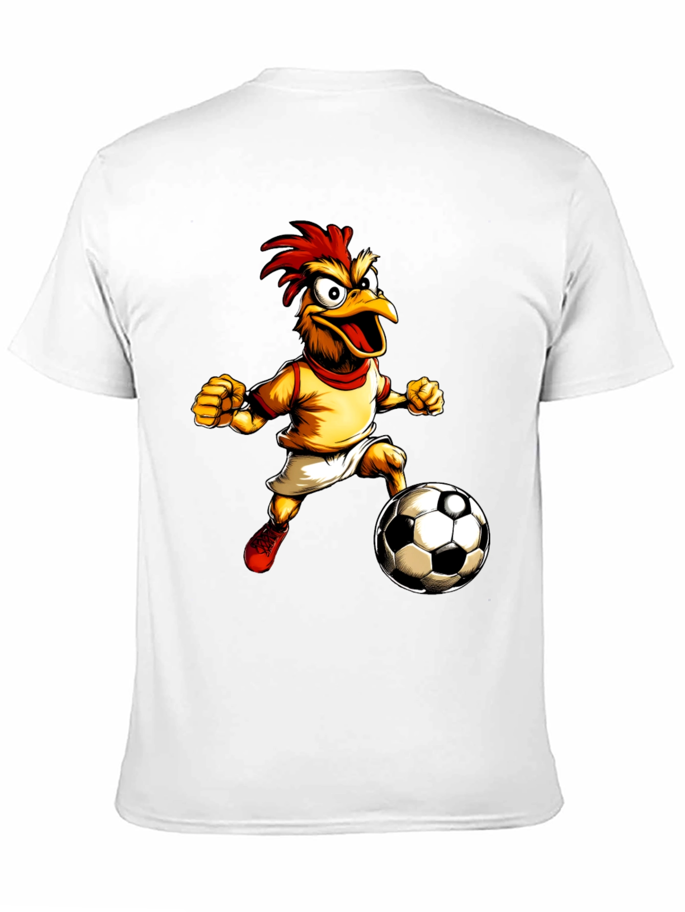 Funny Chicken Soccer T-Shirt - Black