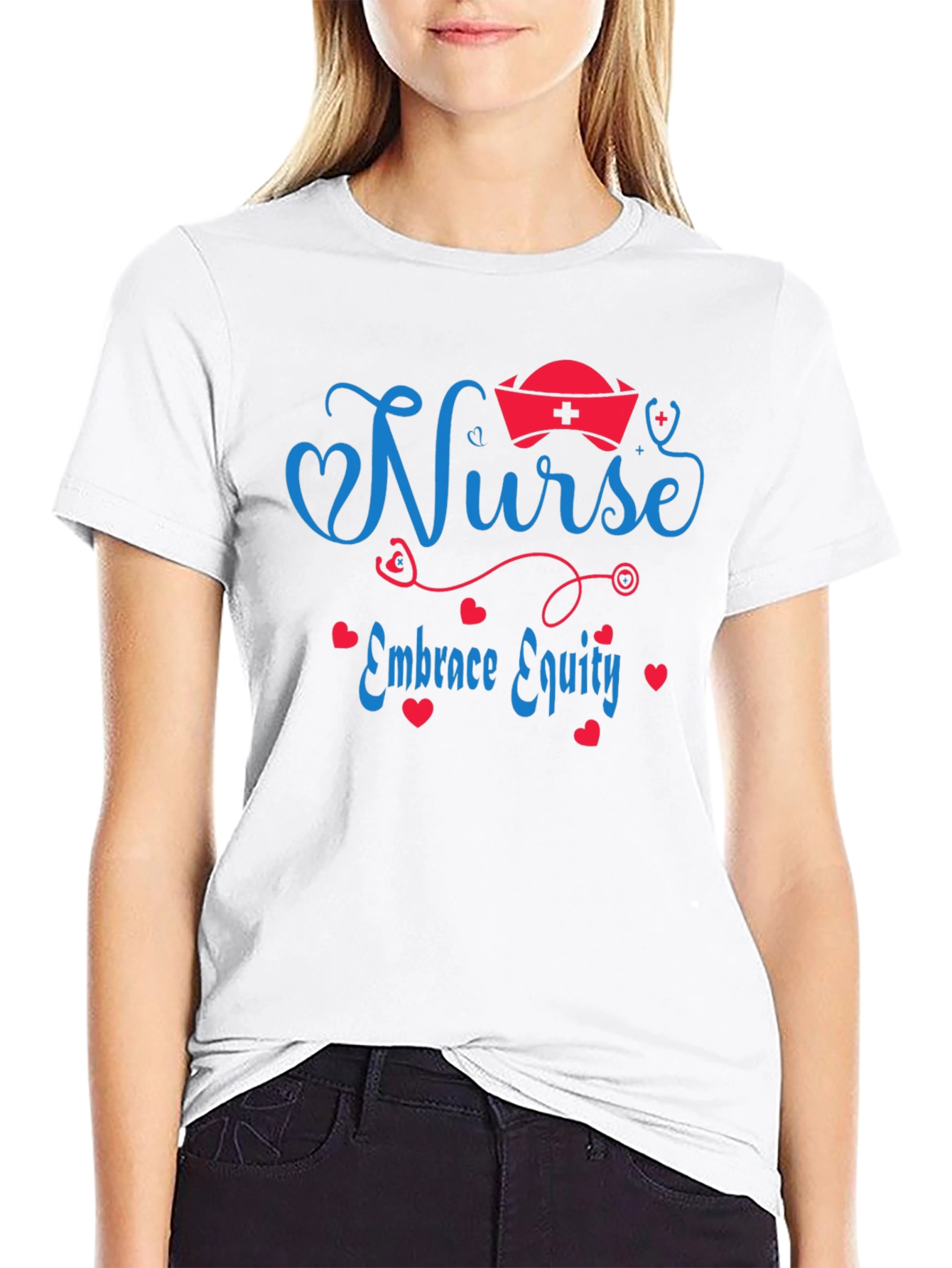 Nurse Embrace Equity Black T-Shirt