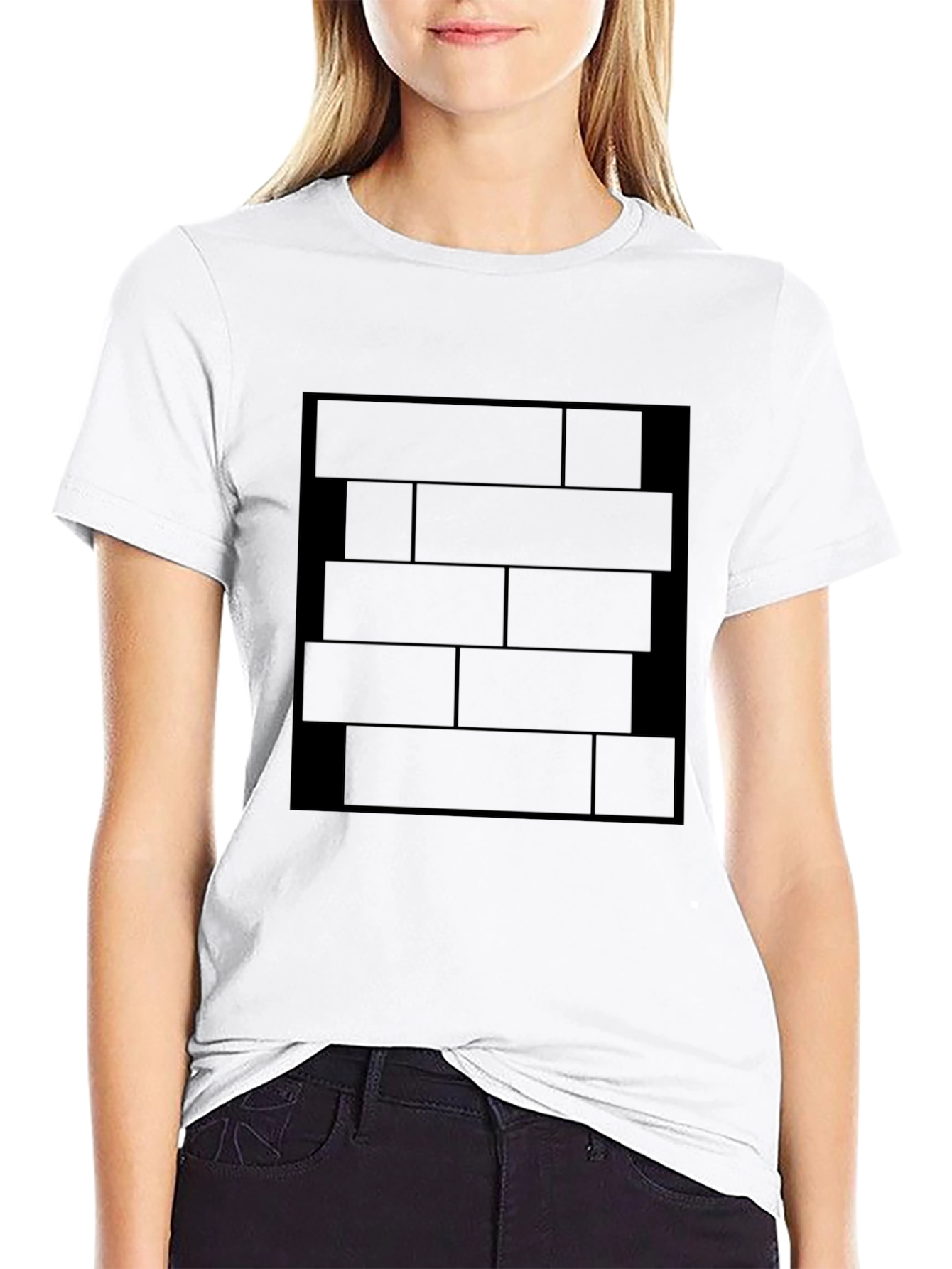 Black Brick Pattern Graphic T-Shirt