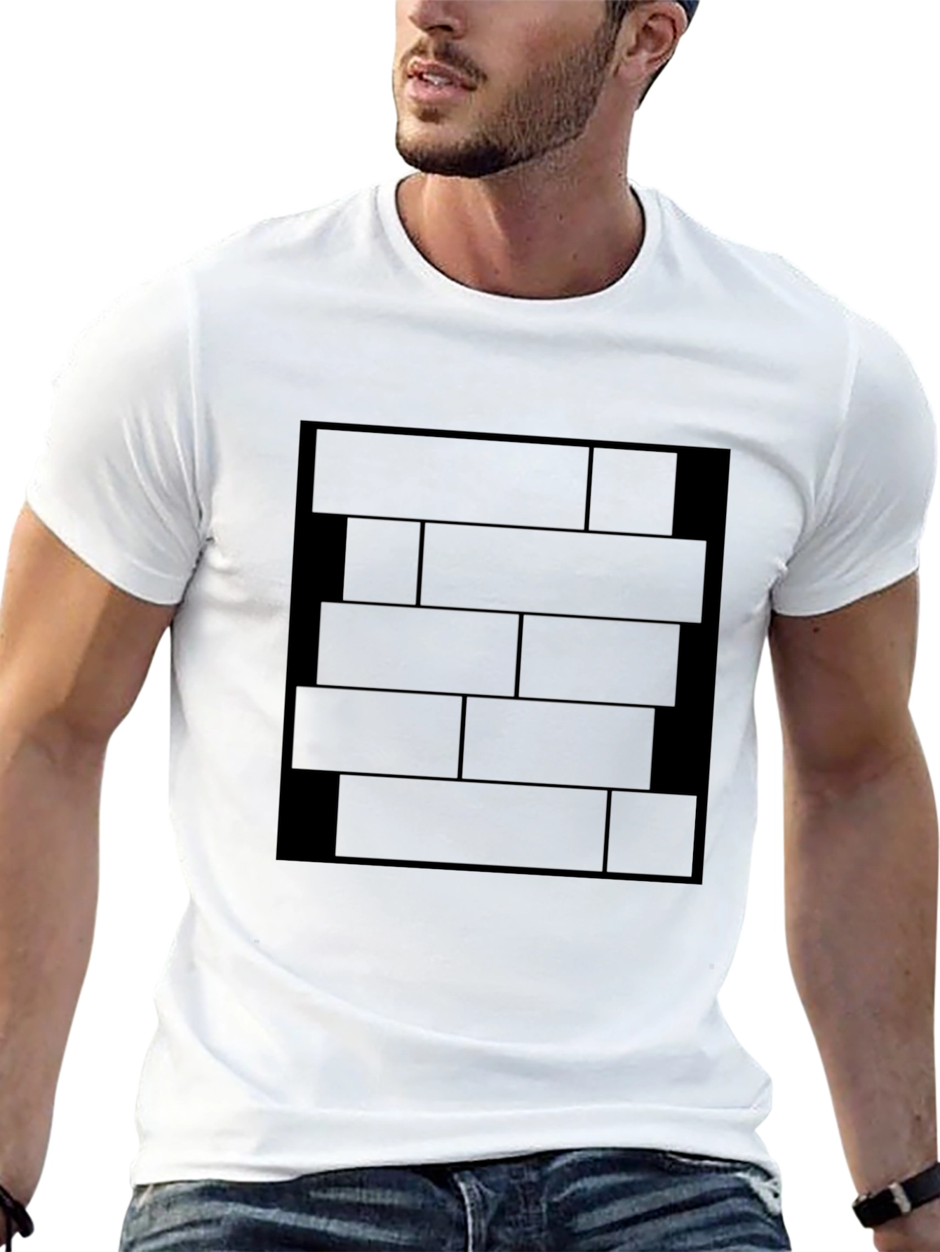Black Brick Pattern Graphic T-Shirt