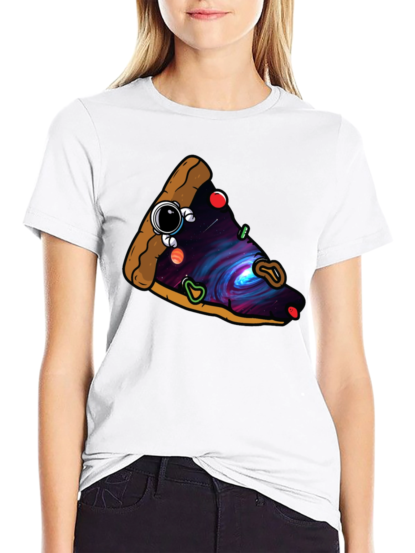 Cosmic Pizza Slice Graphic Tee - Unique Design