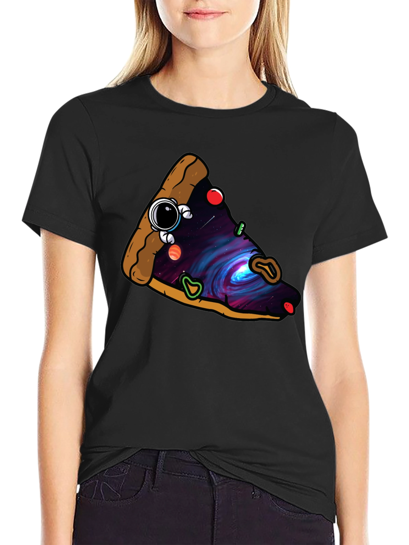 Cosmic Pizza Slice Graphic Tee - Unique Design