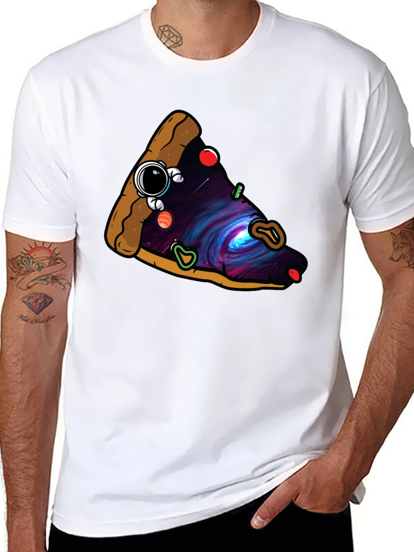 Cosmic Pizza Slice Graphic Tee - Unique Design