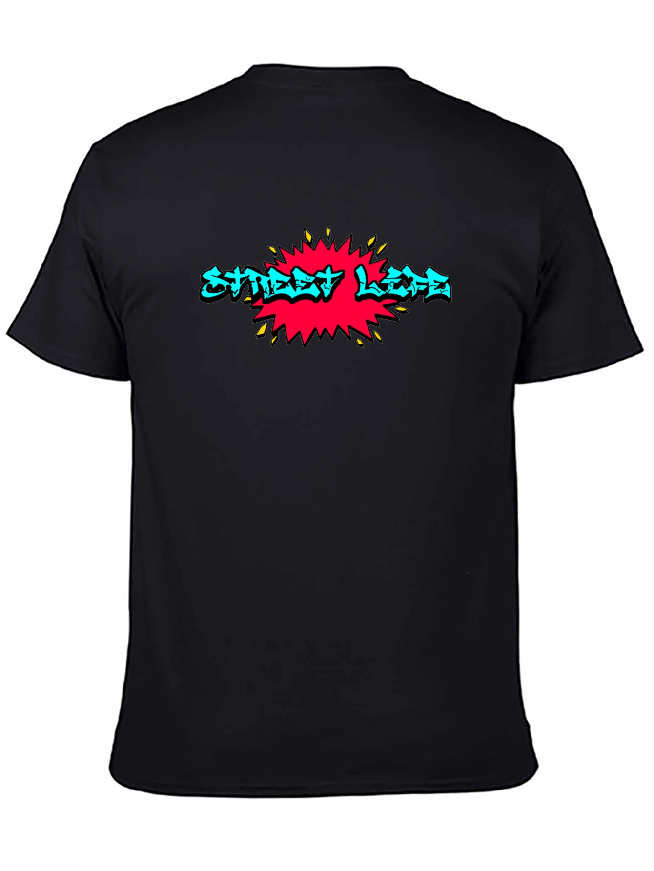 Street Life Graphic Print Black T-Shirt